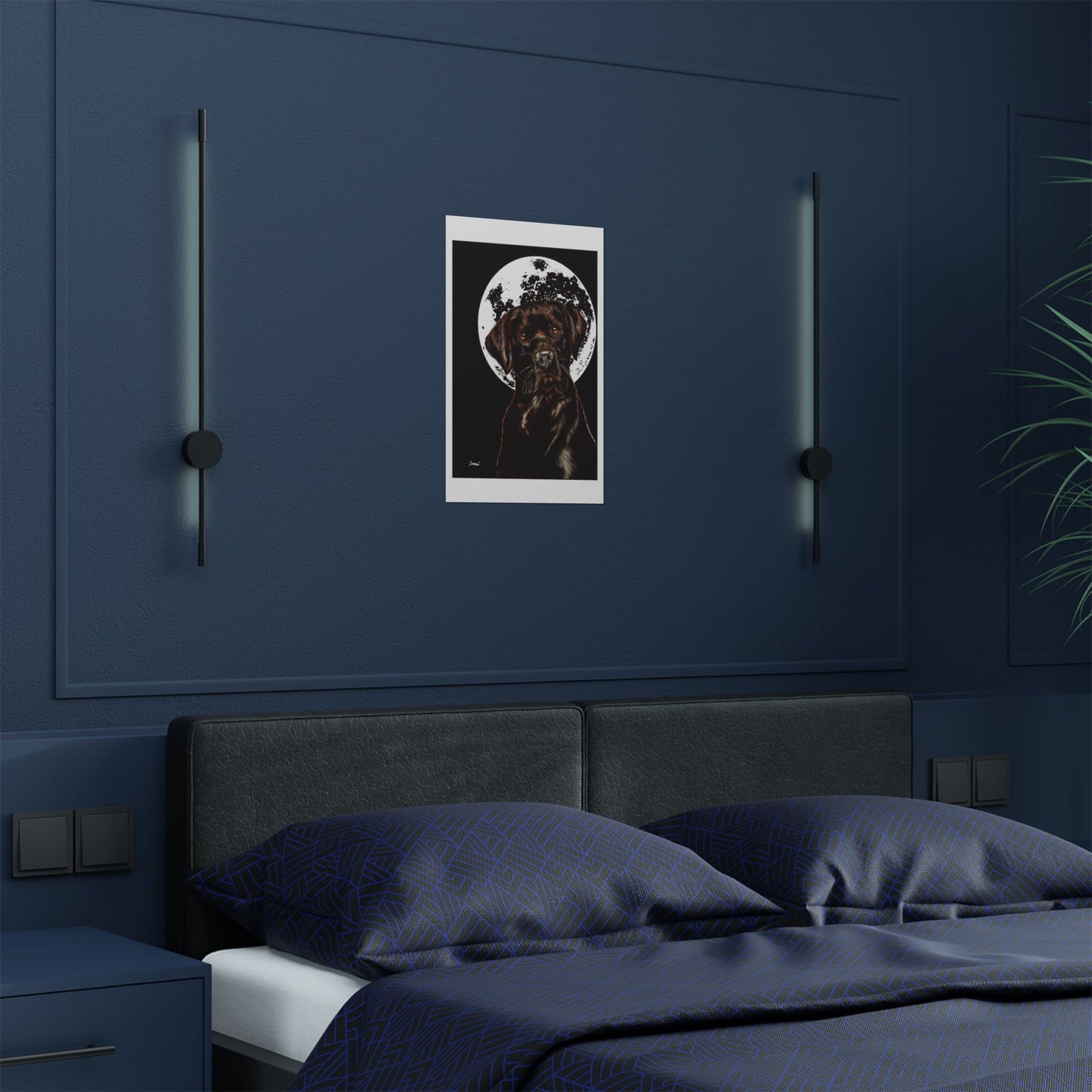 Chocolate Lab Dog Moonlight Satin Poster