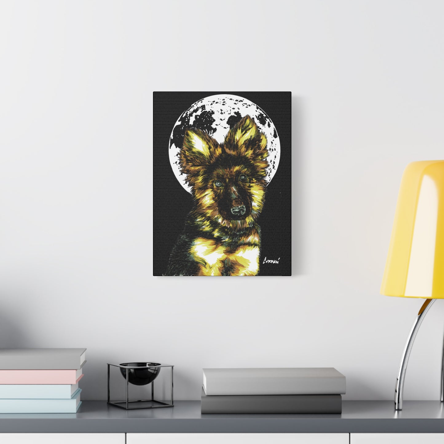 German Shepherd Puppy Print, Hand-Drawn Dog Art,