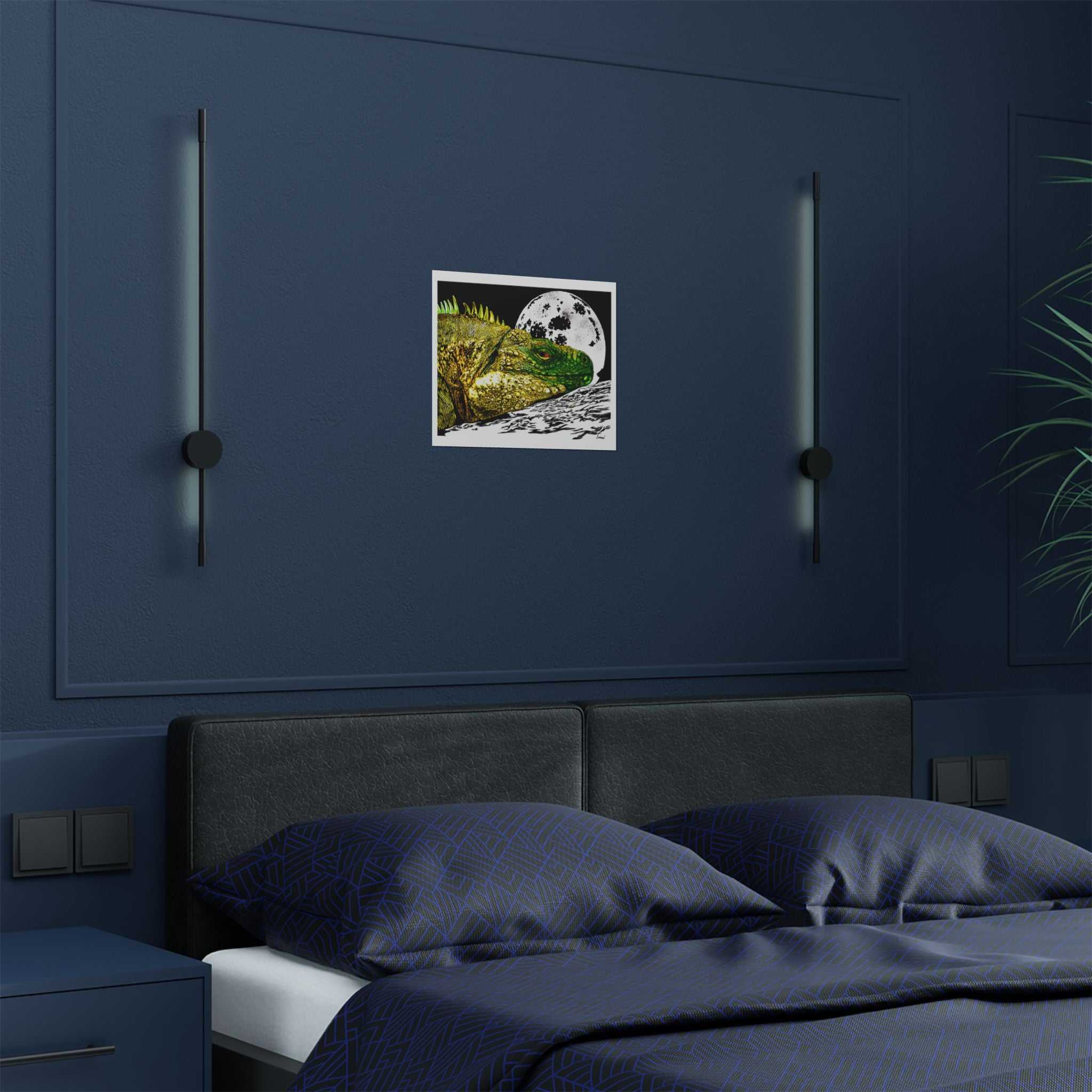 Transform your walls with our Vibrant Iguana Satin Poster - Moonlit Art Print for Nature Lovers. Bring nature's beauty indoors!