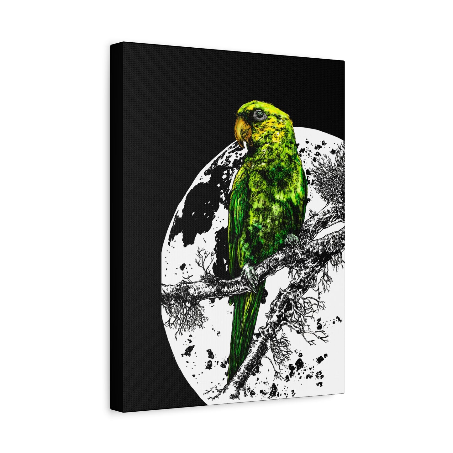 Green Parrot Wall Art Print - Matte Canvas, Stretched,