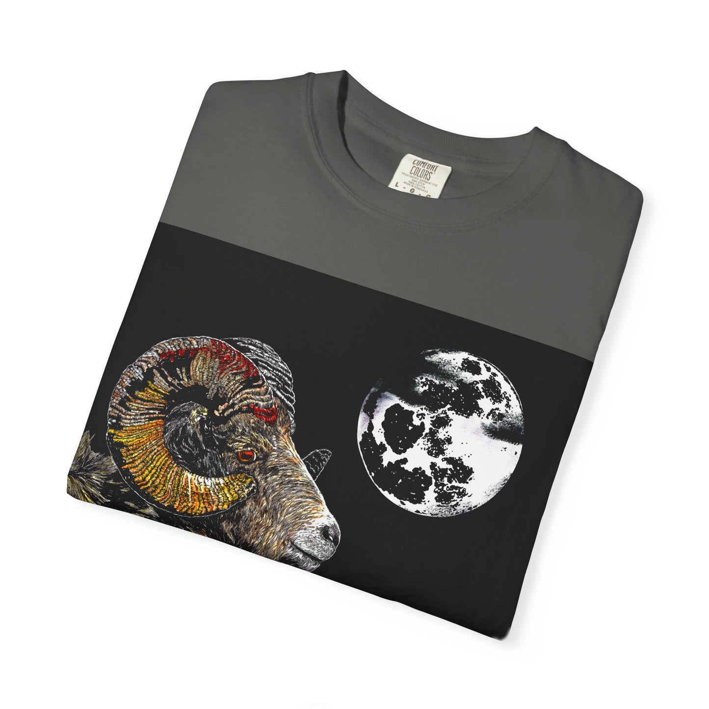 Ram and Moon Graphic Unisex T-Shirt - Nature-Inspired Artwear