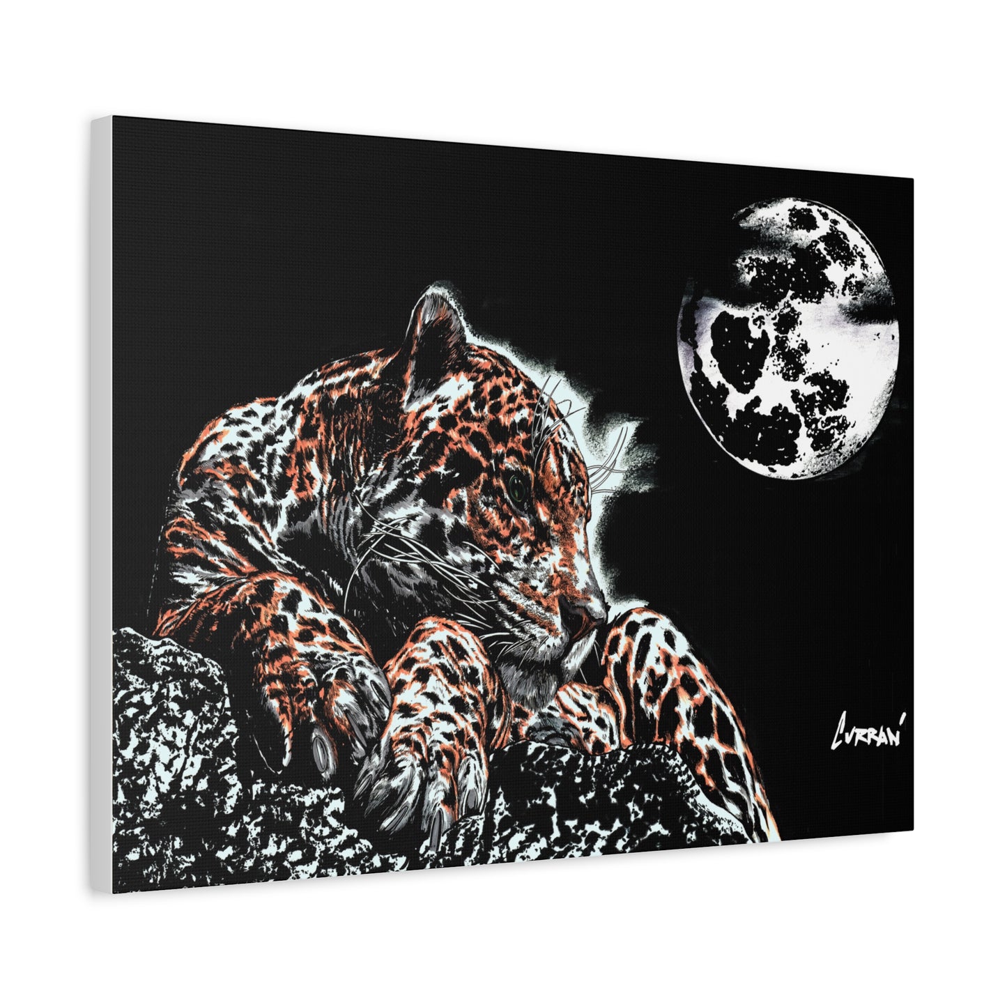 Leopard Canvas Art – Original Hand-Drawn Realistic Big Cat Wall Decor printed on Matte Canvas, Stretched, 1.25"