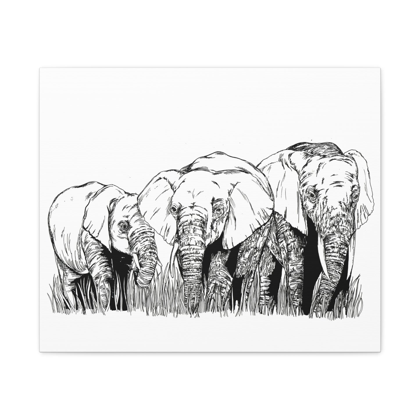 Elephant Family Art – Original Hand-Drawn Unique,