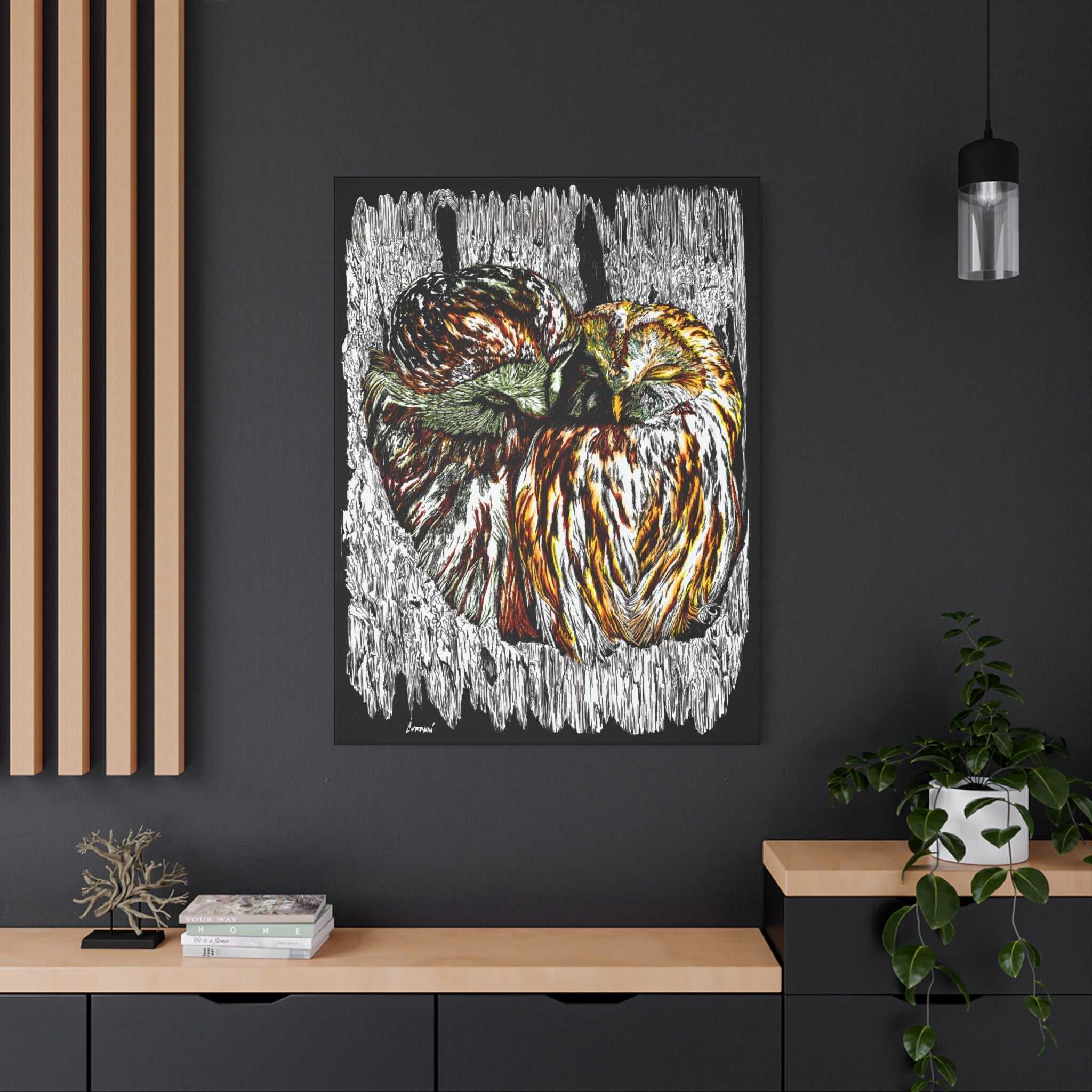 Owl Wall Art, Owl Print, Hand-Drawn Owls, Wildlife Art,