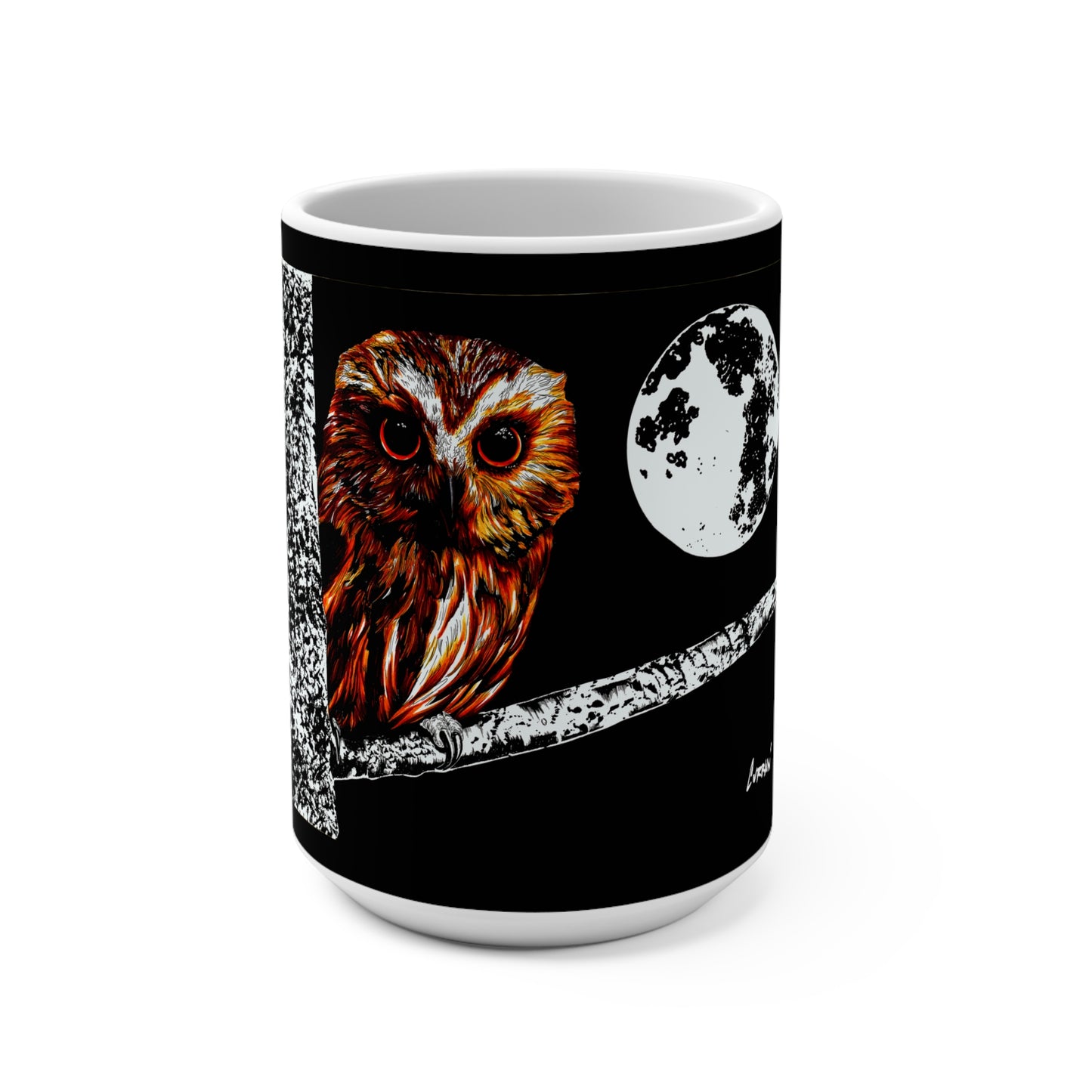 15oz Owl & Moon Ceramic Mug - Perfect for Nature Lovers