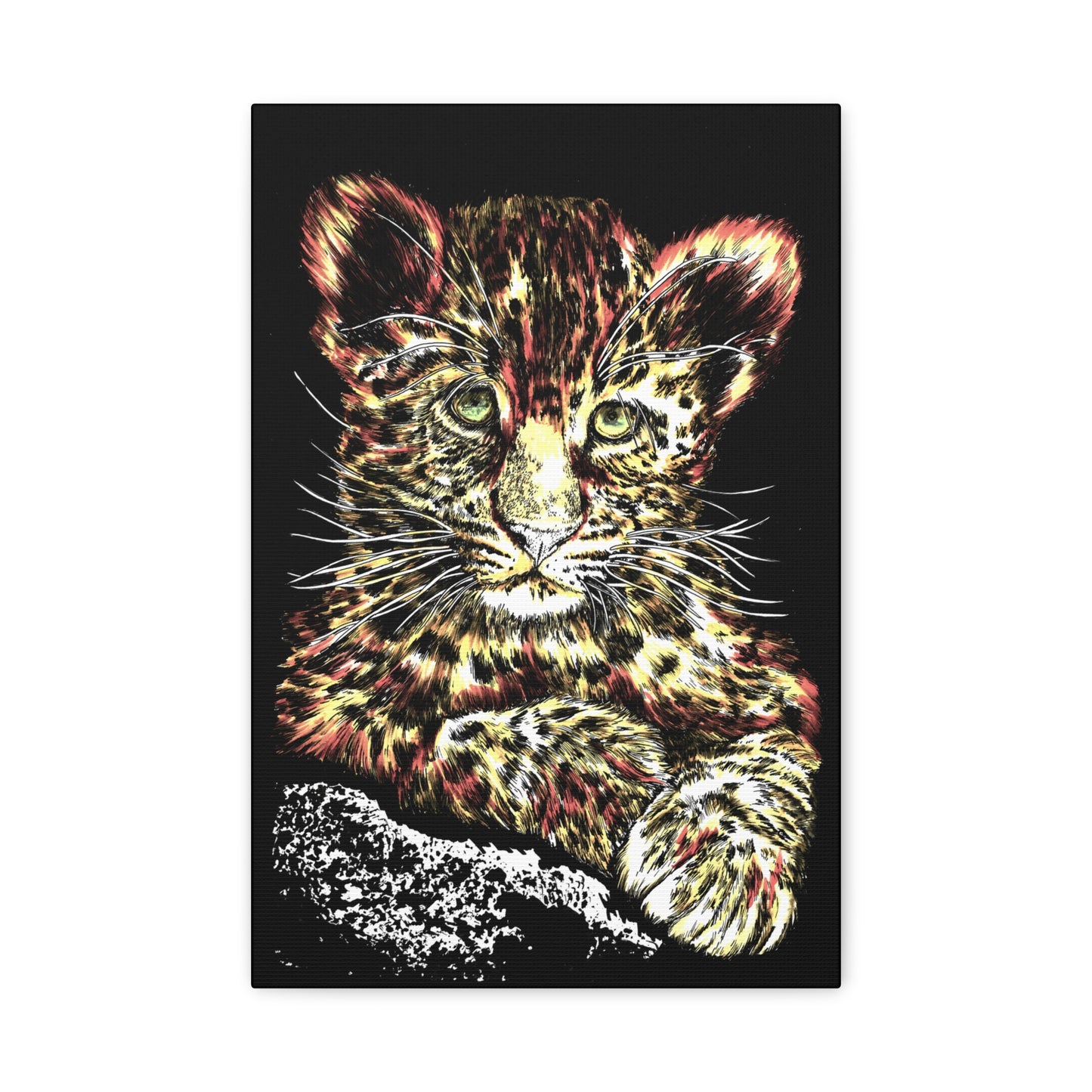 Leopard Cub Wall Art Print of the Original, hand drawn wall art of a Leopard Cub