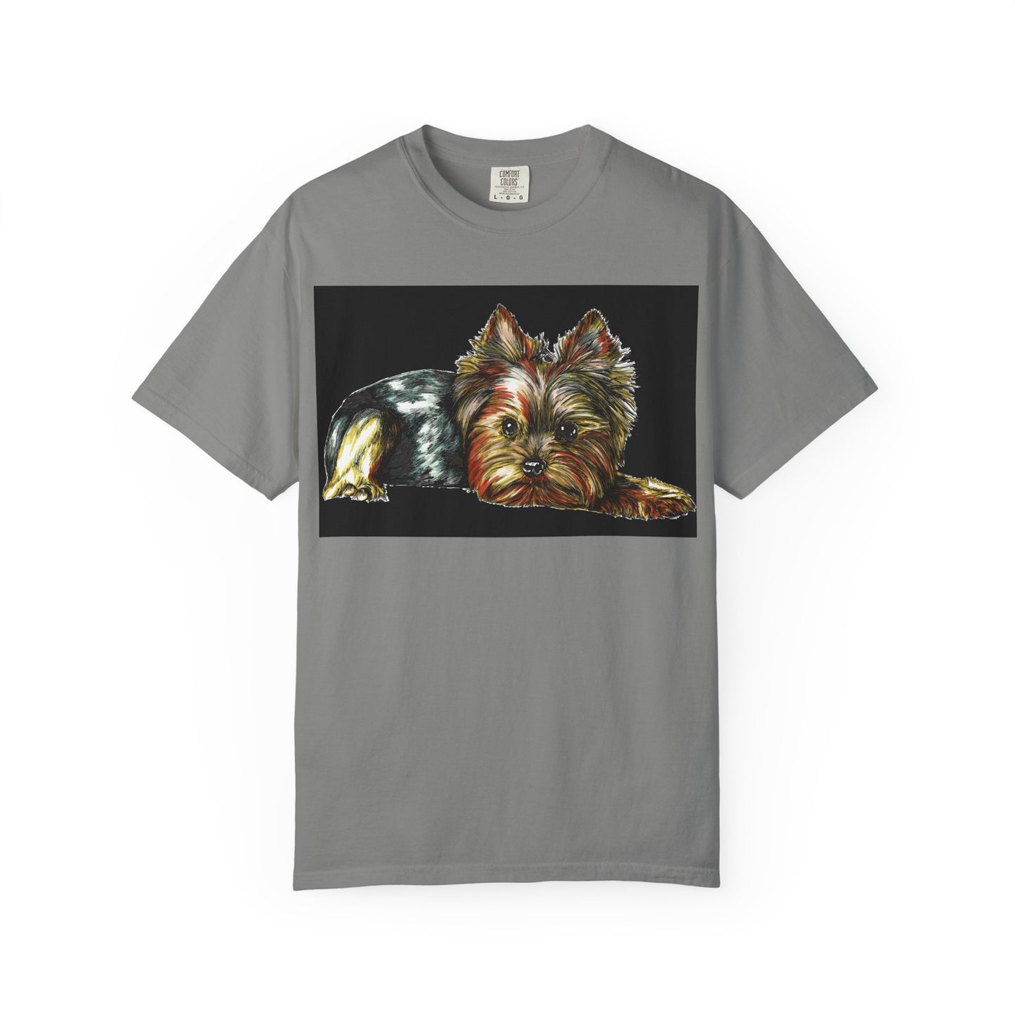 Yorkie Terrier Unisex Garment-Dyed T-Shirt – Original Hand-Drawn Art