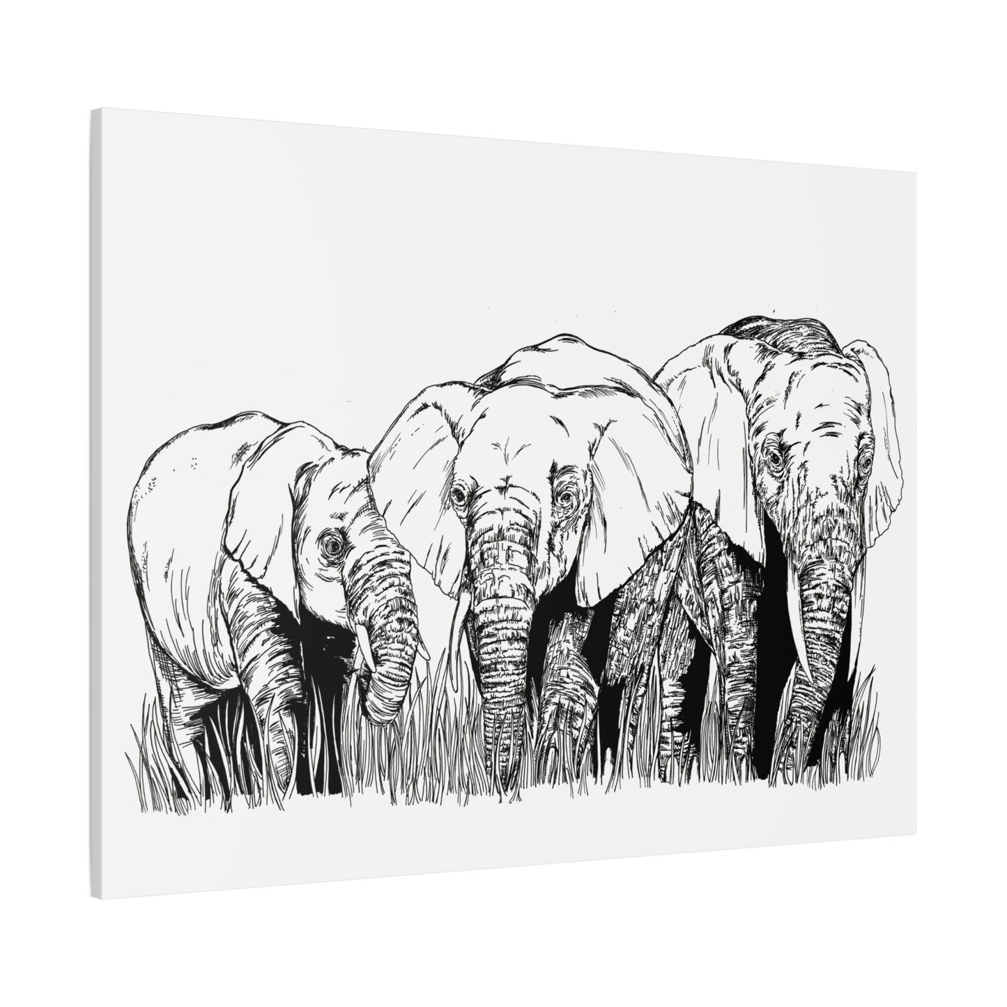 Elephant Family Art – Original Hand-Drawn Unique,
