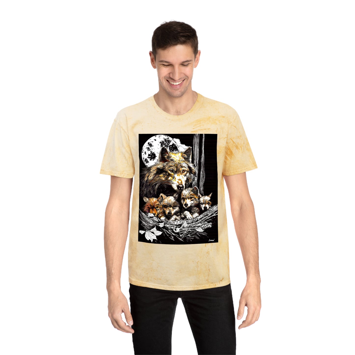 Moonlit Wolf Family Unisex Color Blast Shirt Nature Lover Gift