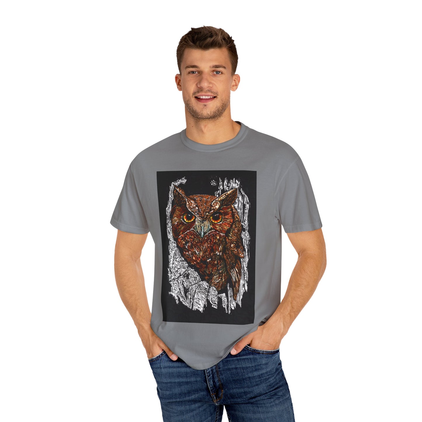 Artistic Owl Unisex Garment-Dyed T-Shirt