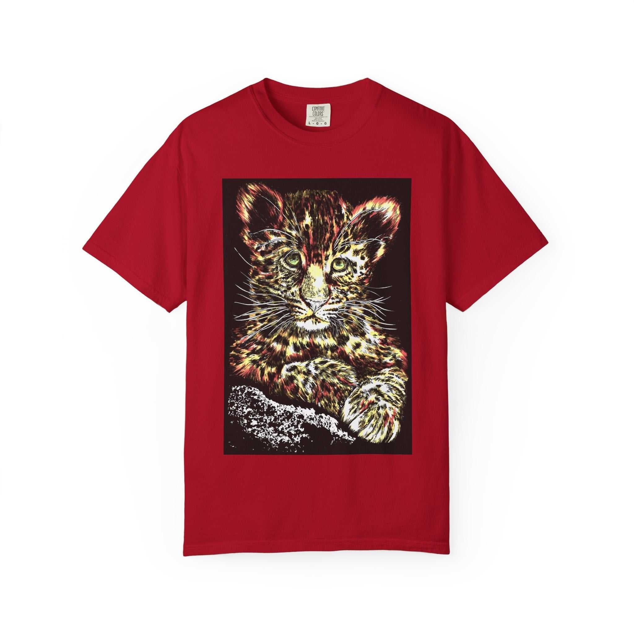 Turn heads with our wildlife Unisex Garment-Dyed T-shirt featuring Playful Leopard Cub. Perfect blend of style and comfort. Shop now!