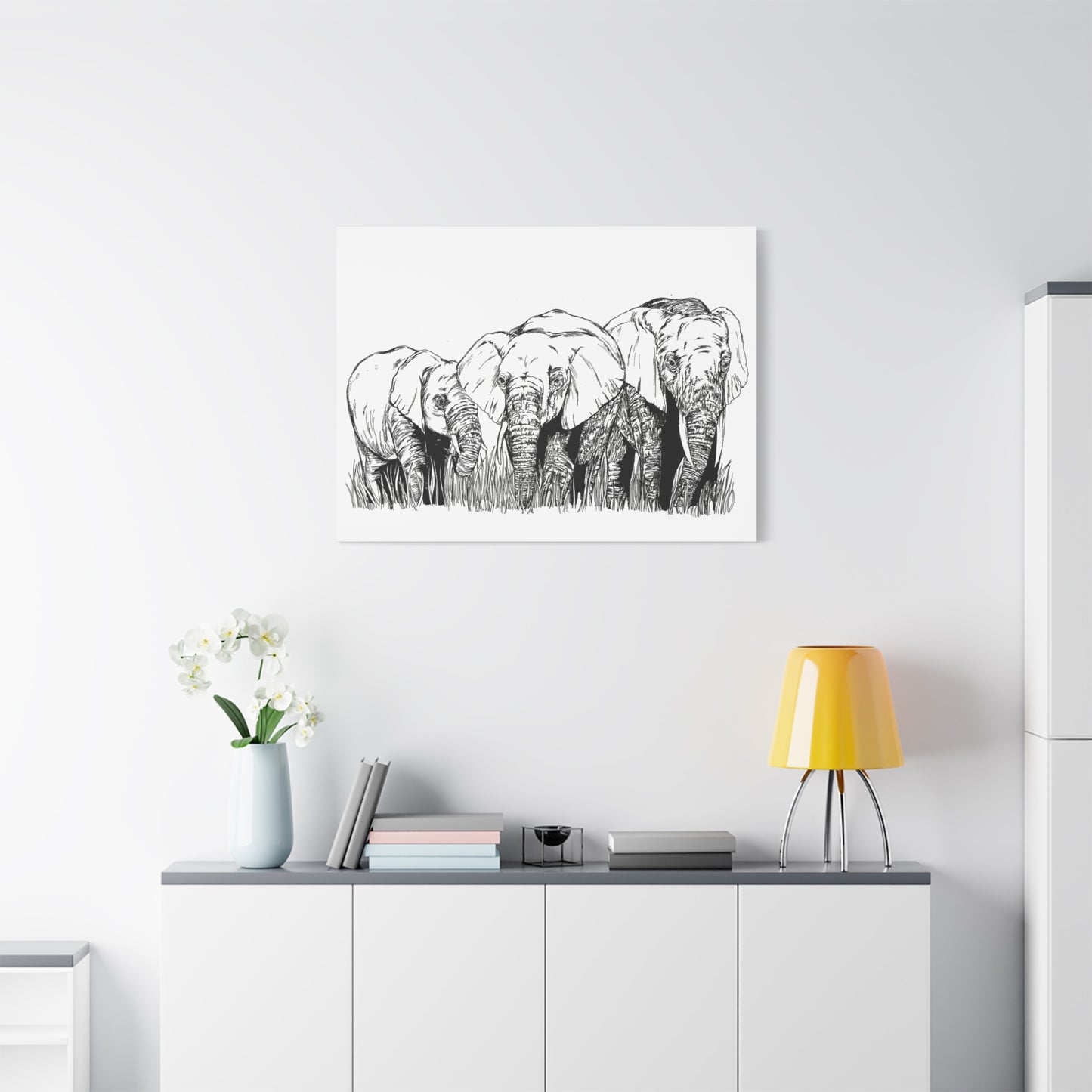 Elephant Family Art – Original Hand-Drawn Unique,