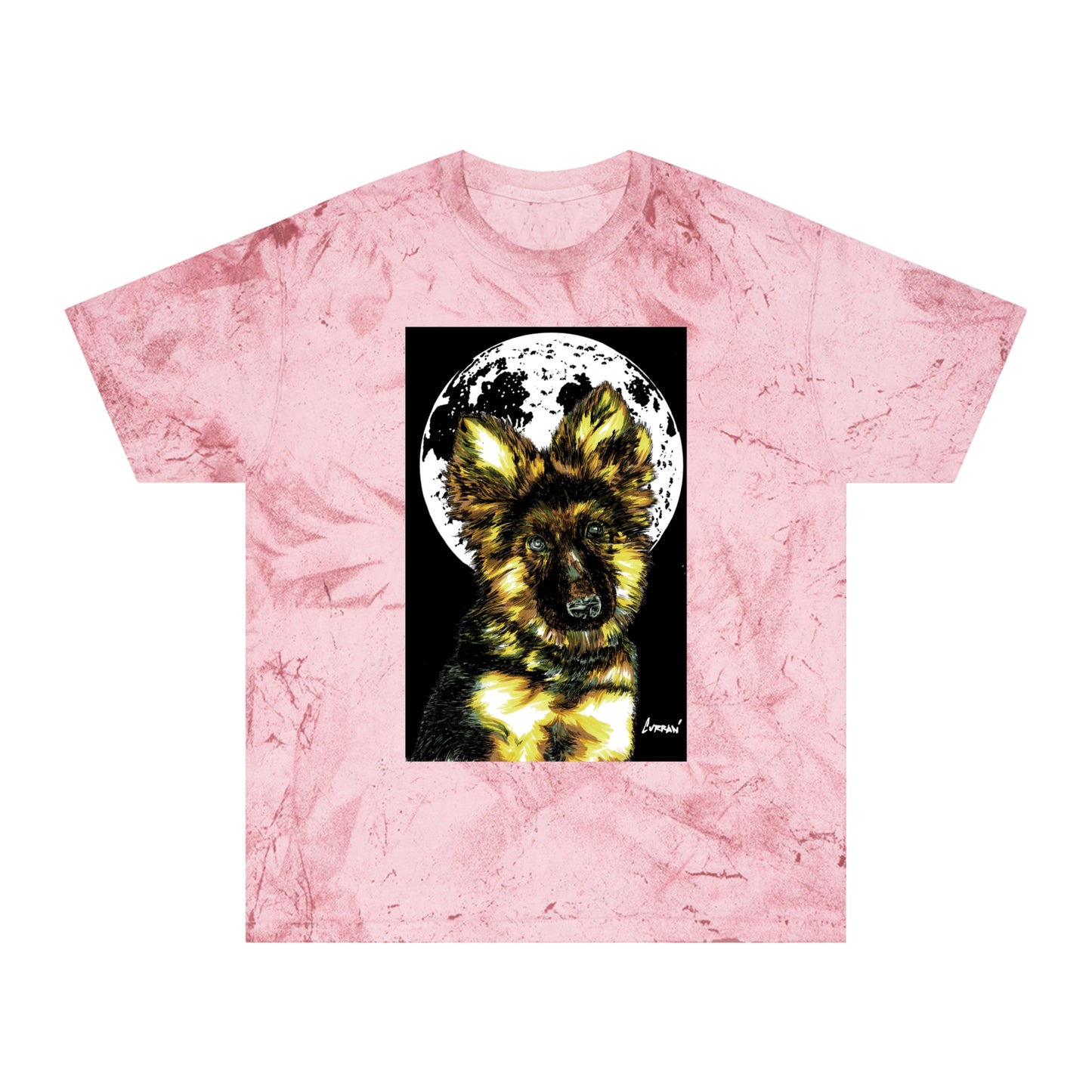 Unisex Color Blast T Shirt with Moonlit German Shepherd