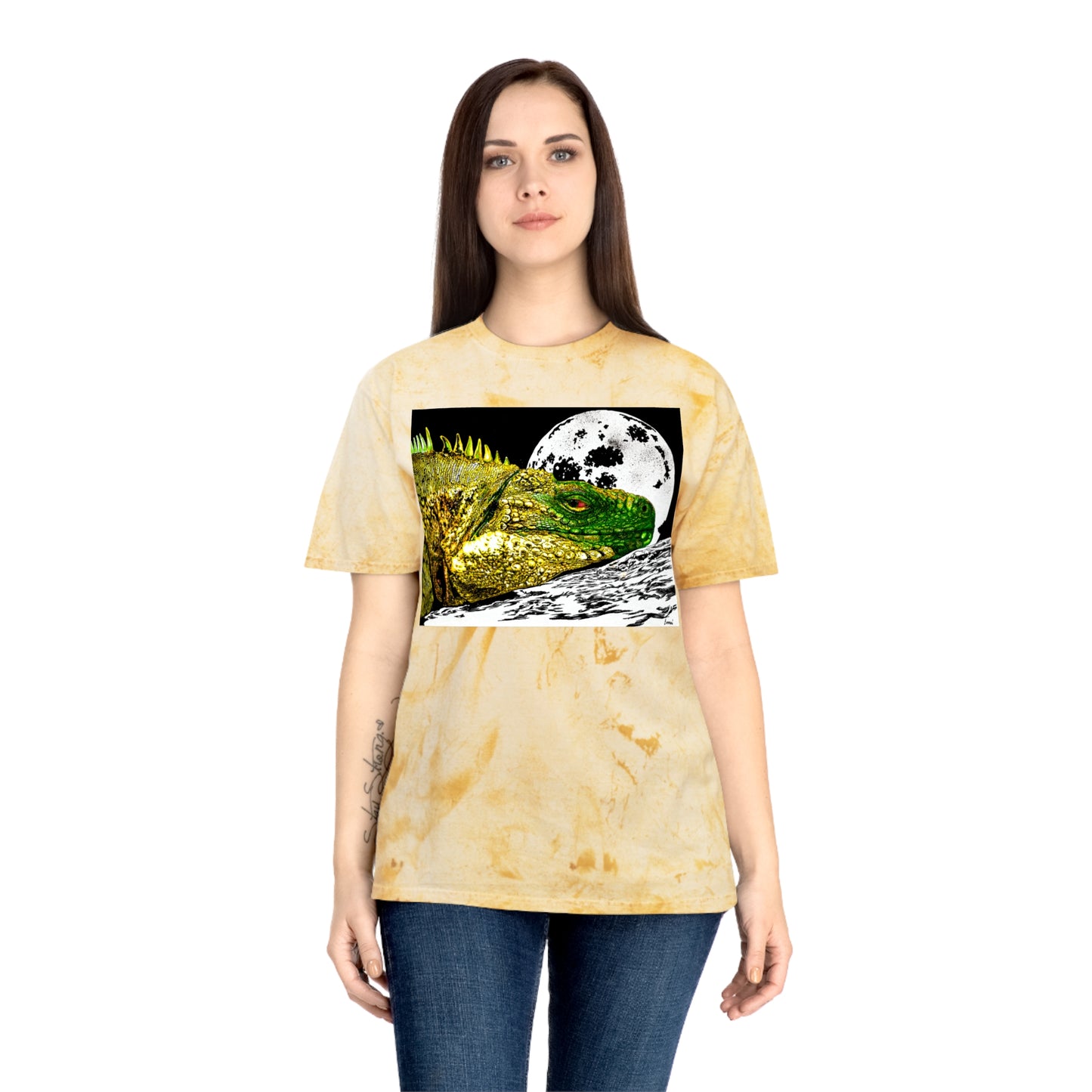 Reptile Moonlight T Shirt Hand Drawn Color Blast Design