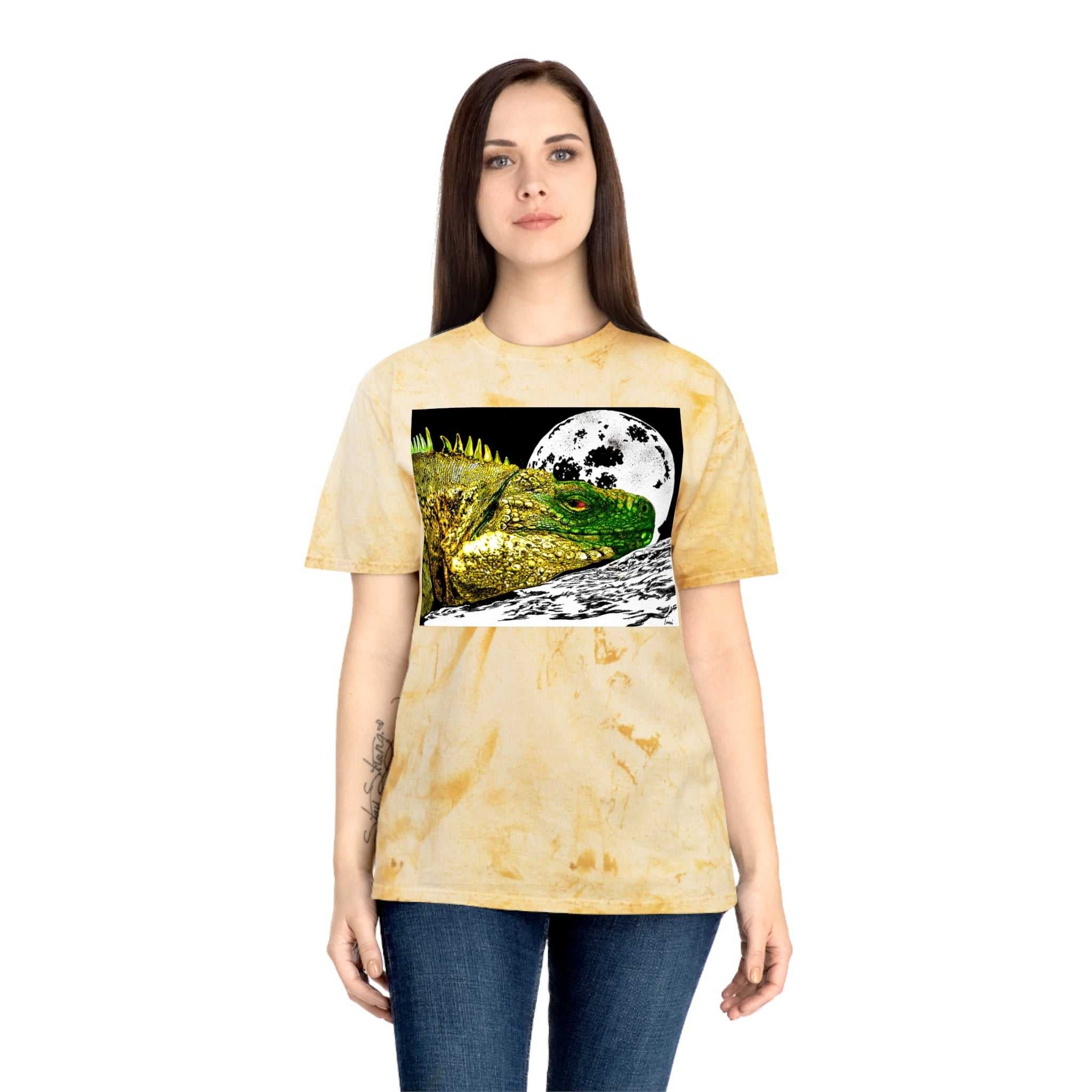 Reptile Moonlight T Shirt Hand Drawn Color Blast Design