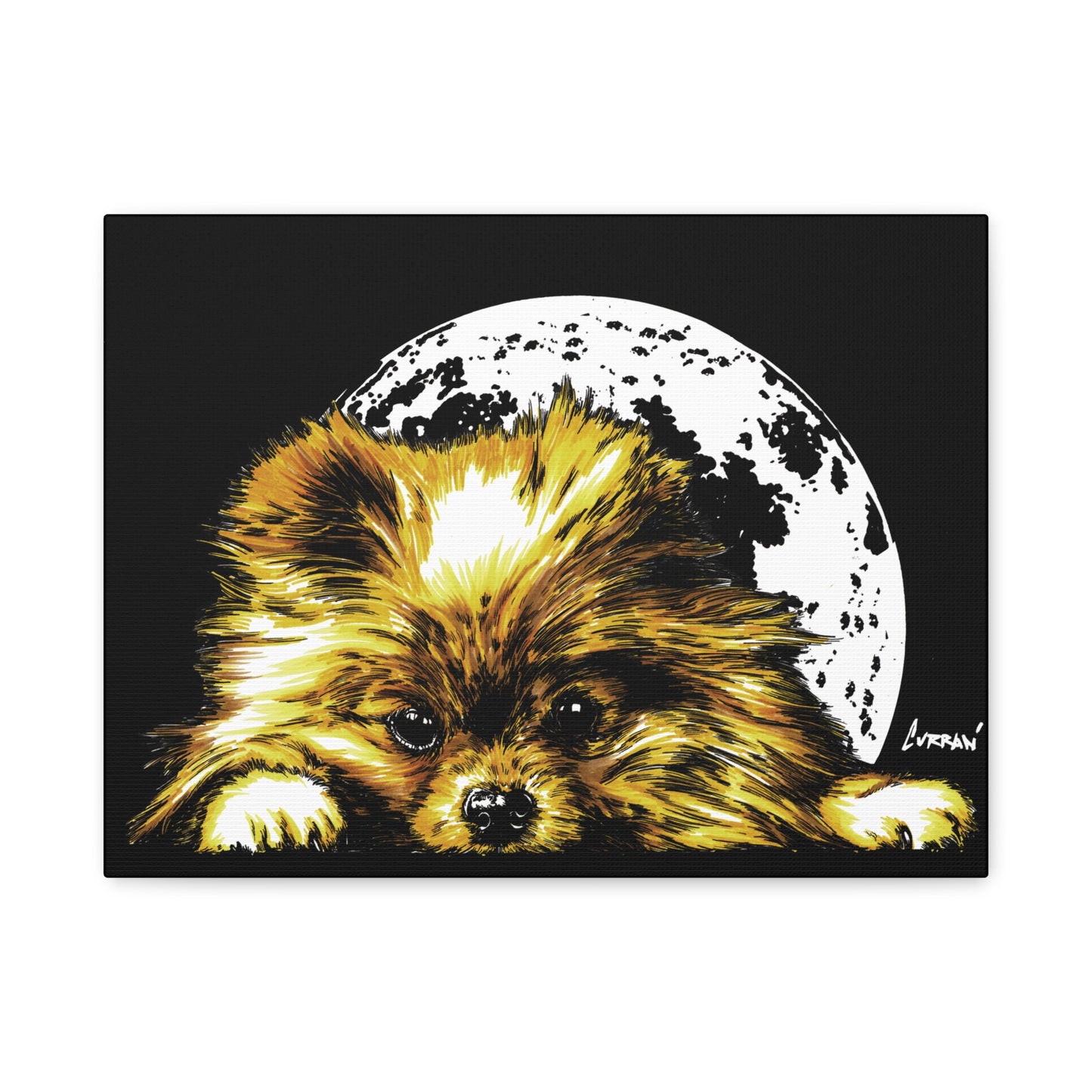 Pomeranian Moon Canvas Art Print- Dog Lover's Decor, 1.25" Stretched Print