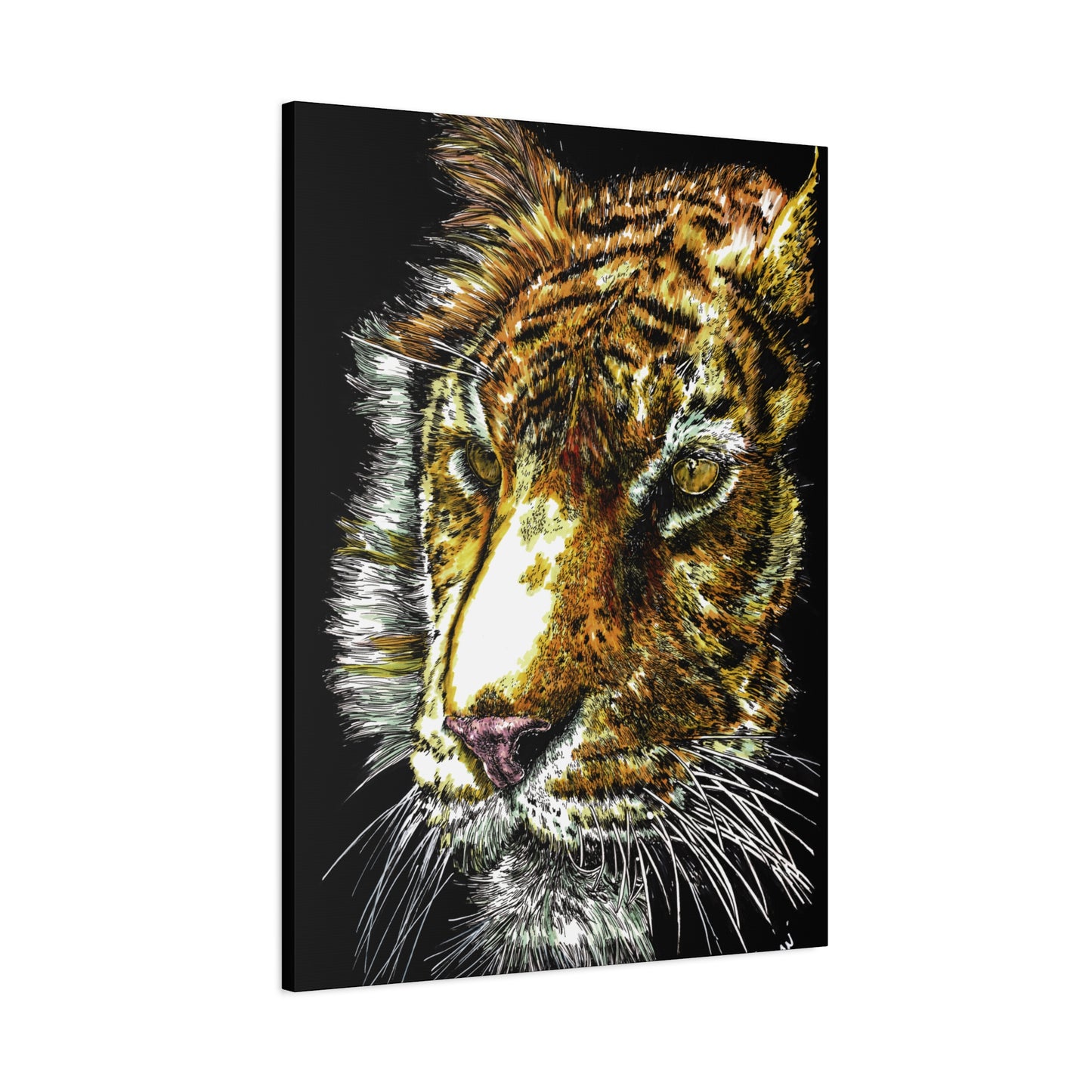 Tiger Wall Art Canvas Print of the Original, hand drawn wall art of a Tiger