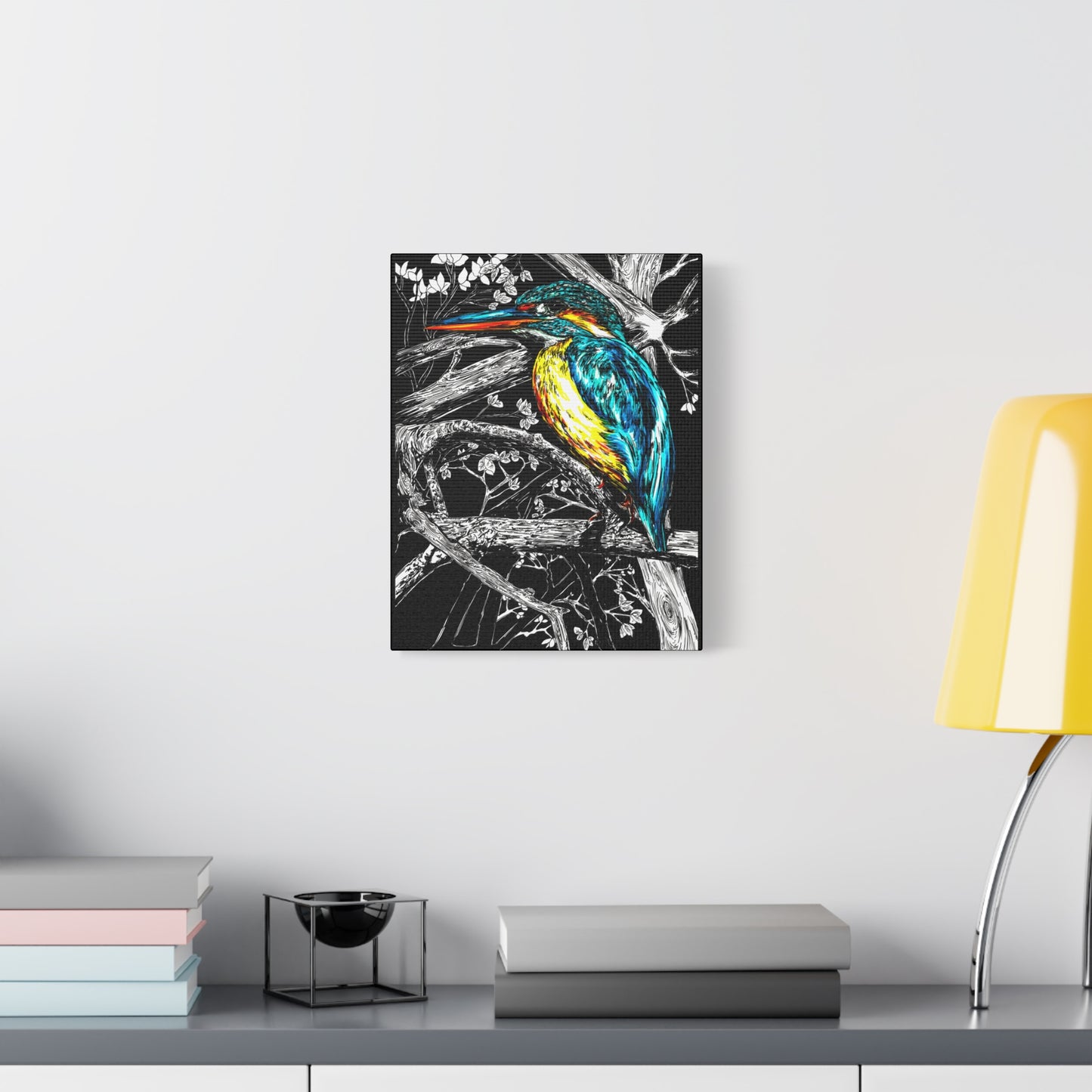 Kingfisher Bird Wall Art Print of the Original, hand drawn