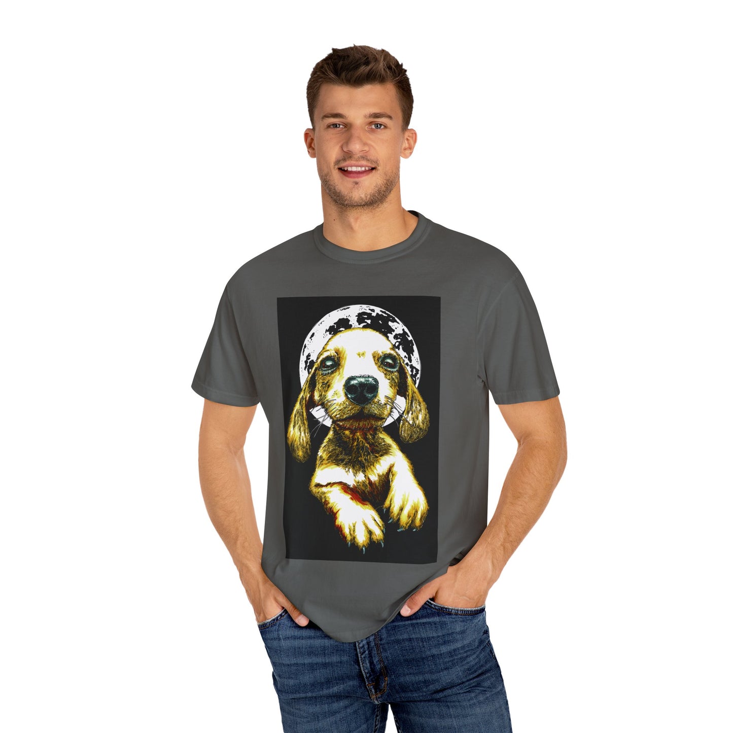 Unisex Garment-Dyed T-Shirt – Original Hand-Painted Puppy Art