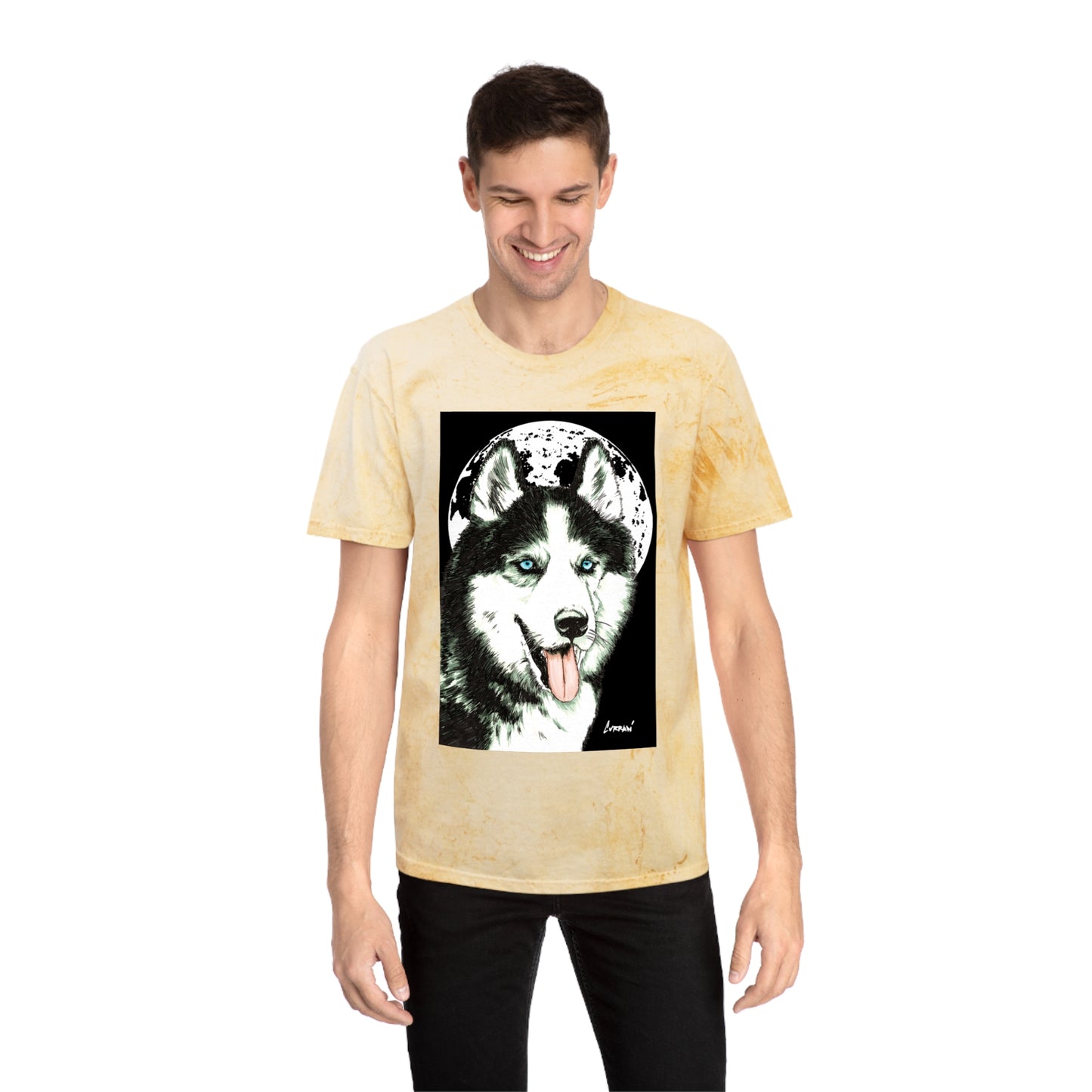 Siberian Husky Moon Graphic Tee for Animal Lovers