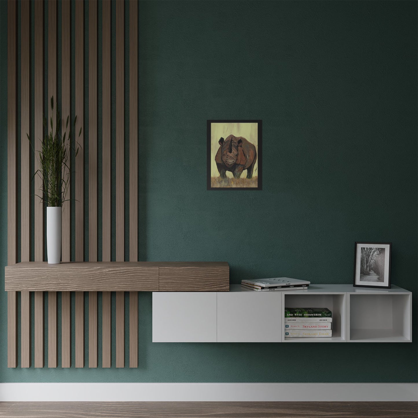 Rhino Wildlife Satin Poster - Majestic Rhino Art - Nature Decor