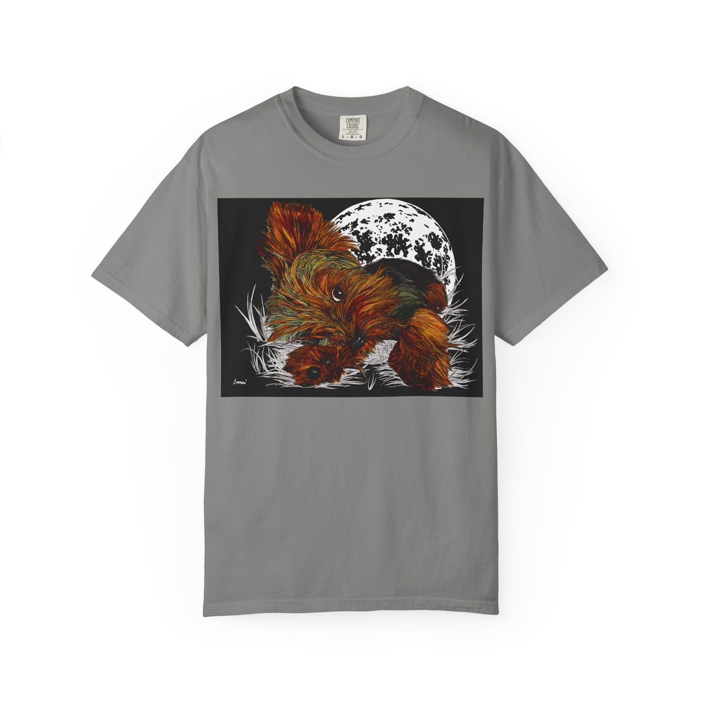 Yorkie Terrier Unisex Garment-Dyed T-Shirt – Original Hand-Drawn Art