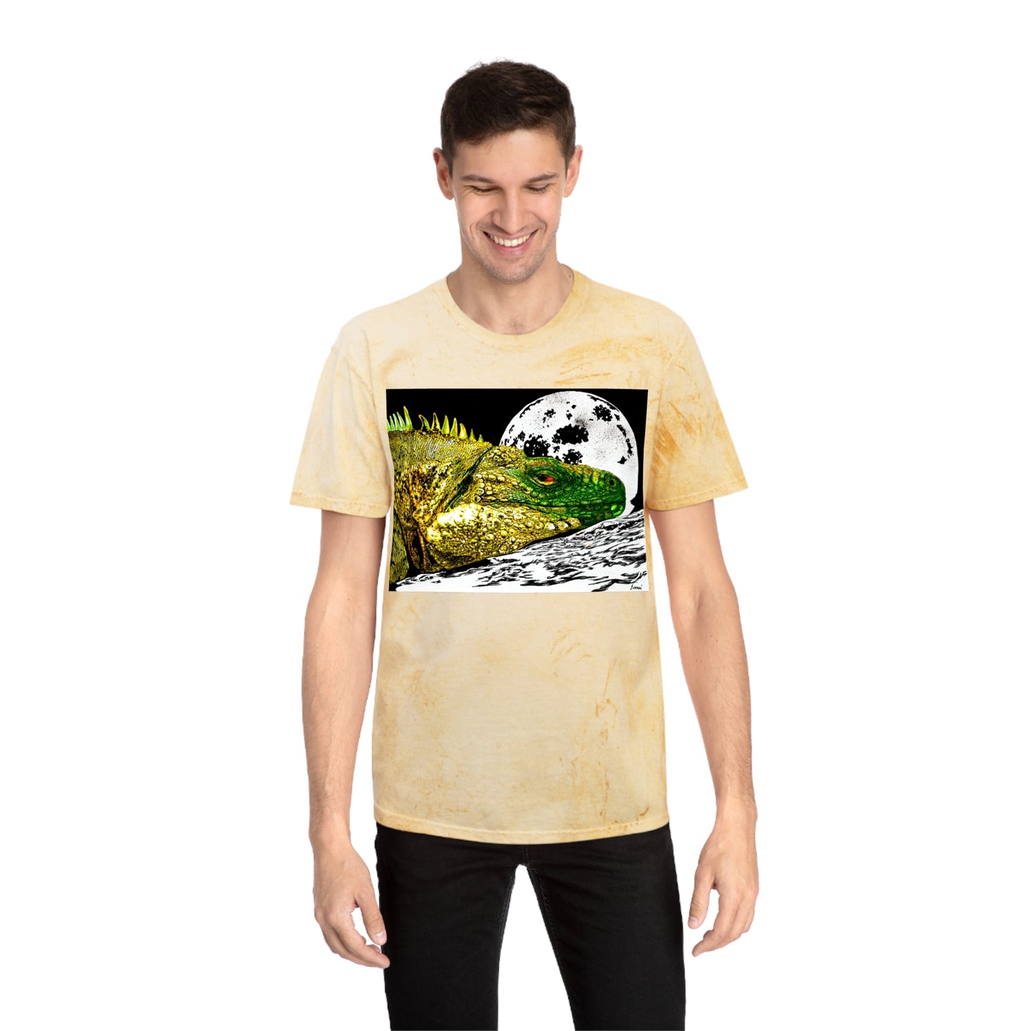 Reptile Moonlight T Shirt Hand Drawn Color Blast Design