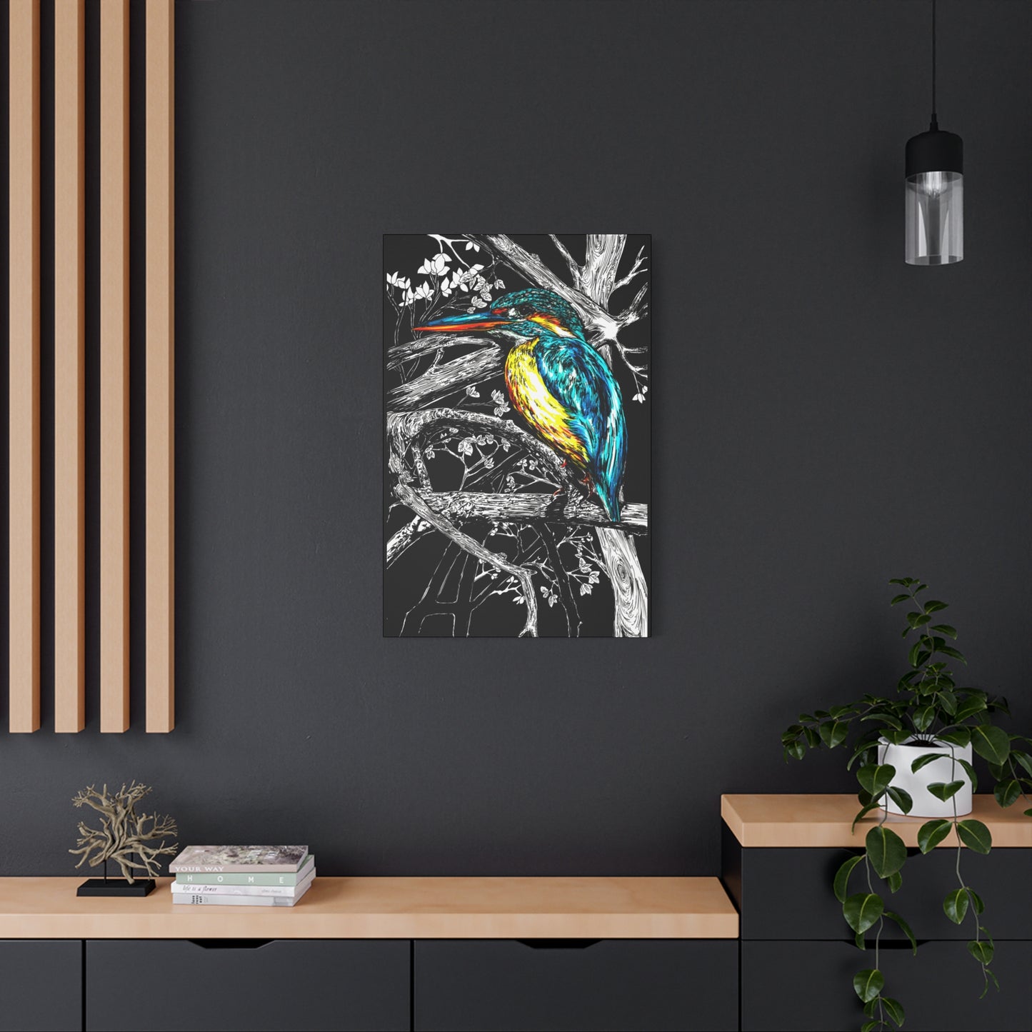 Kingfisher Bird Wall Art Print of the Original, hand drawn