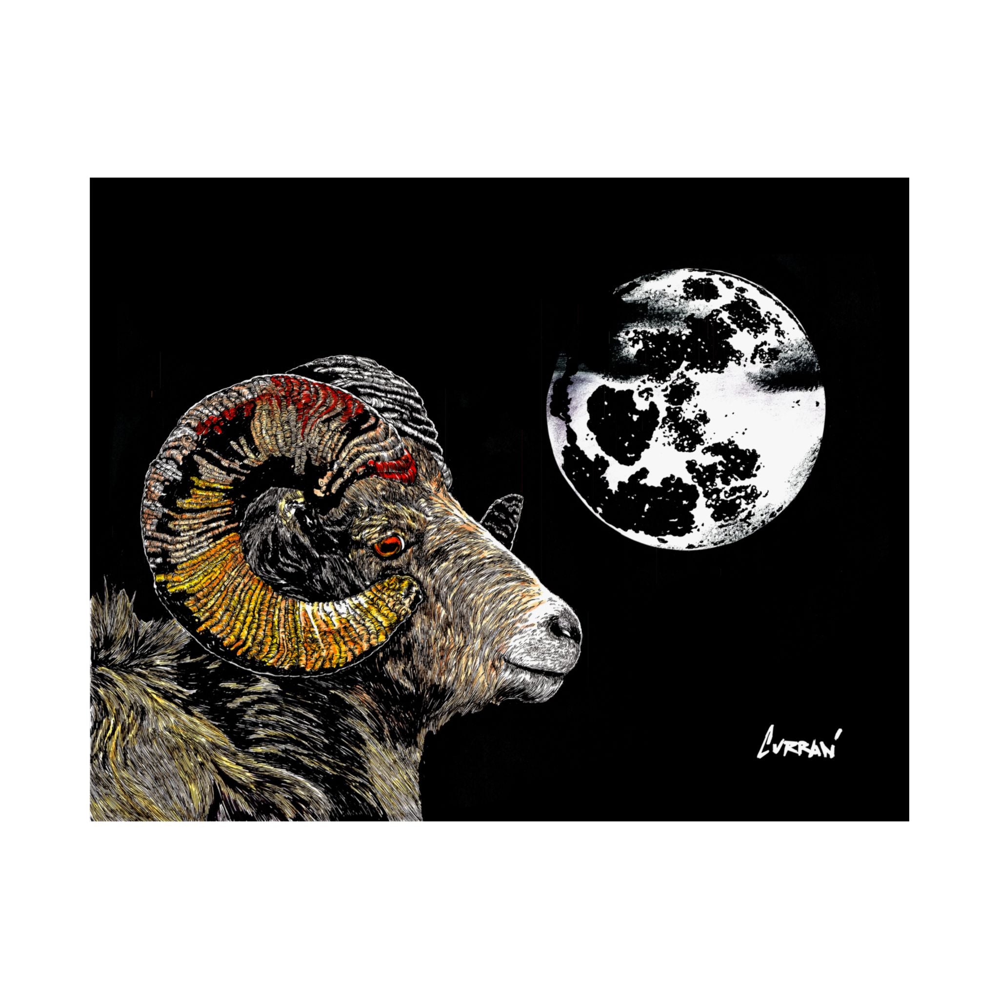 Mountain Ram Satin Poster - 300gsm Art Print for Home Decor