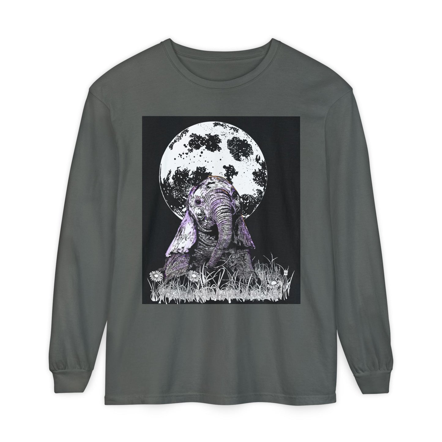 Moonlit Baby Elephant Long Sleeve T-Shirt
