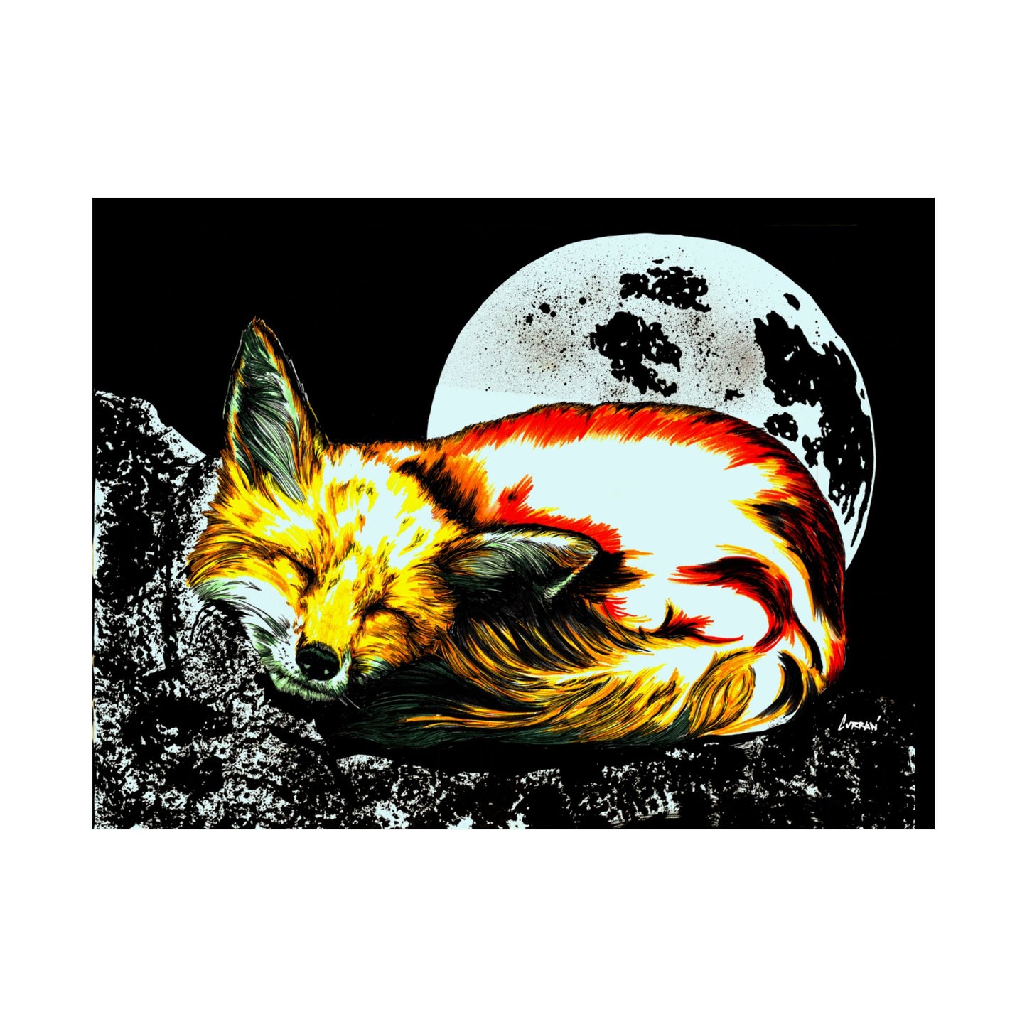 Dreamy Fox Satin Poster - 300gsm Art Print for Animal Lovers