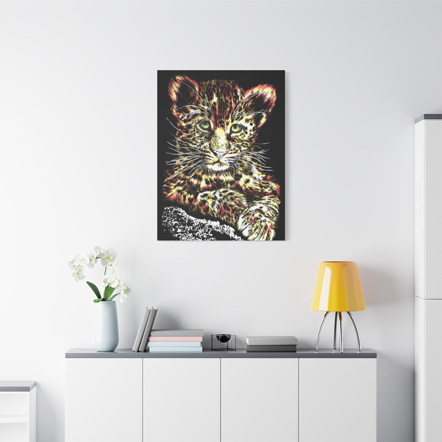 Leopard Cub Wall Art Print of the Original, hand drawn wall art of a Leopard Cub