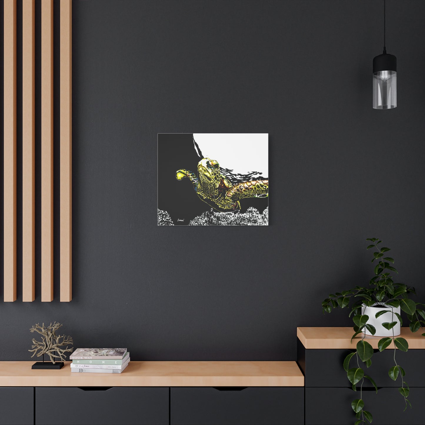 Sea Turtle Art Print of my Original hand drawn art printed on stretched canvas of a Sea Turtle