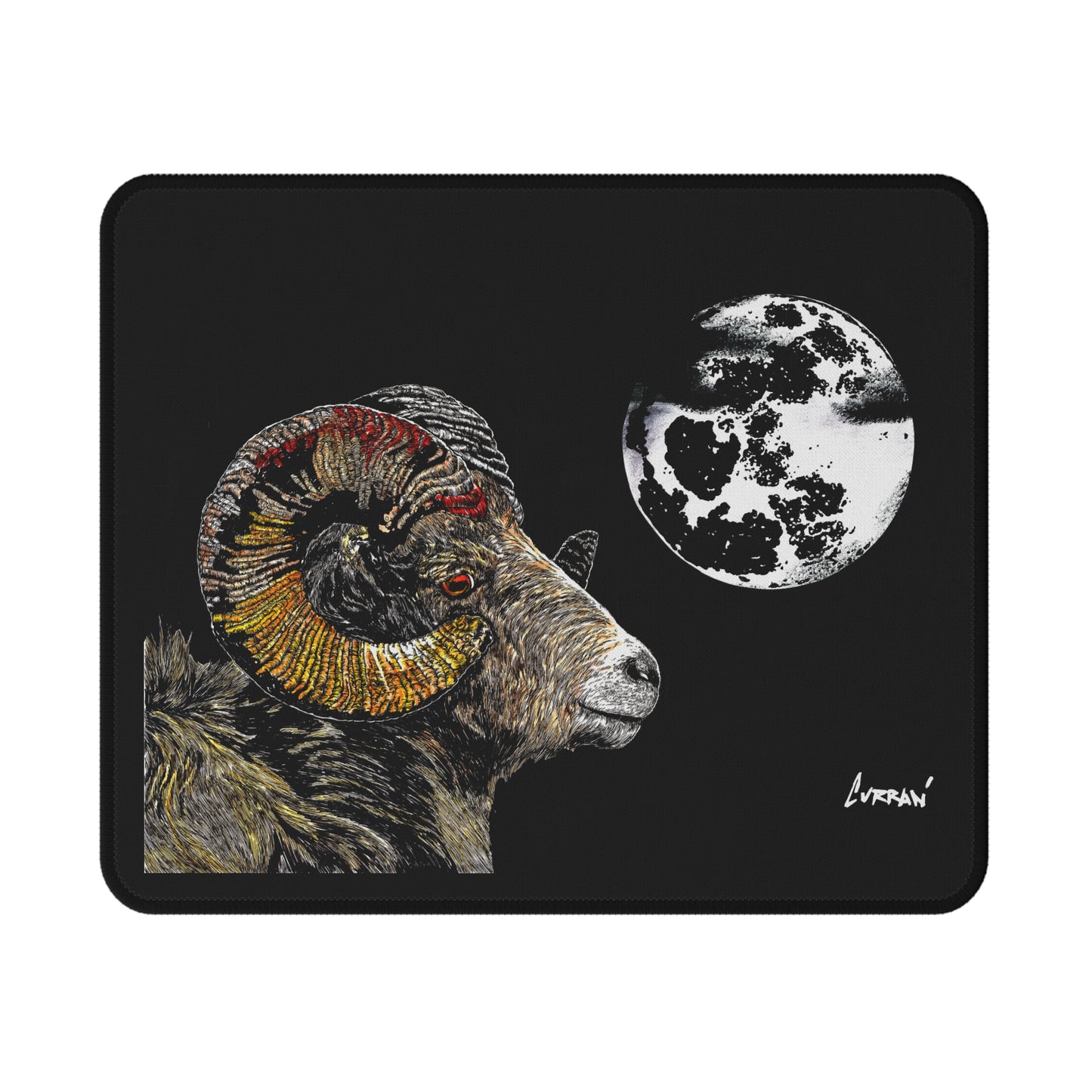 Ram & Moon Design Artistic Non-Slip Gaming Mouse Pad