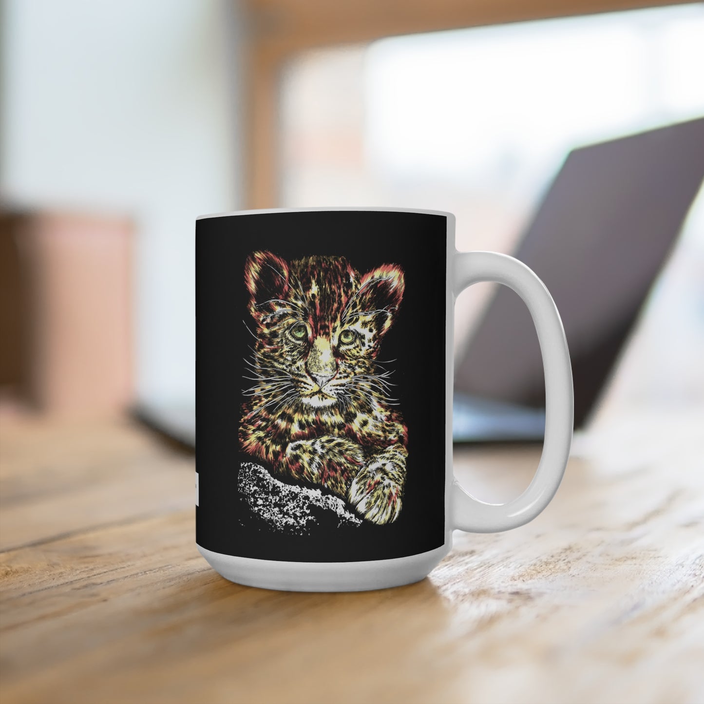 Leopard Cub 15oz Mug - Artistic Wildlife Design