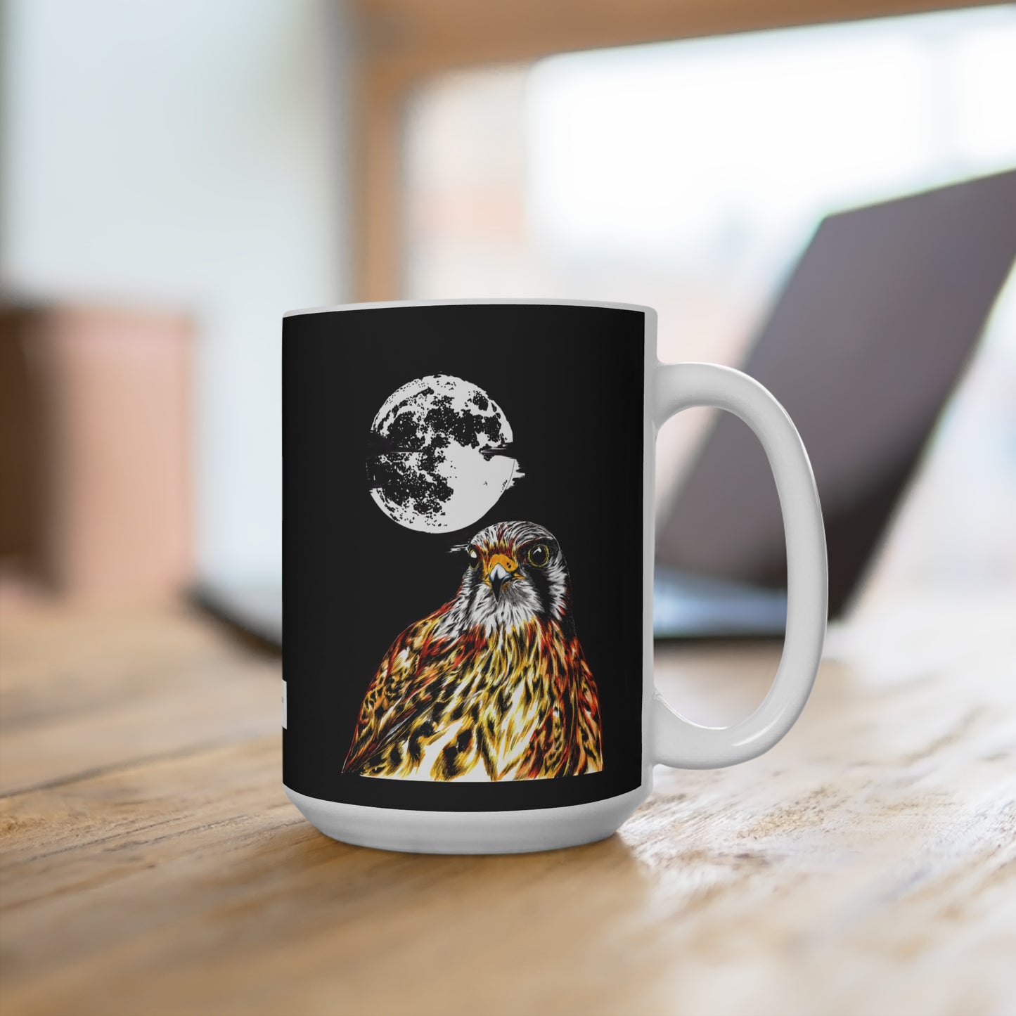 Detailed Falcon Mug - 15oz Black Coffee Cup or Nature Lovers