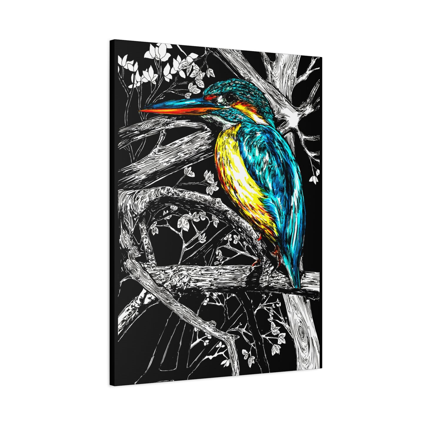 Kingfisher Bird Wall Art Print of the Original, hand drawn