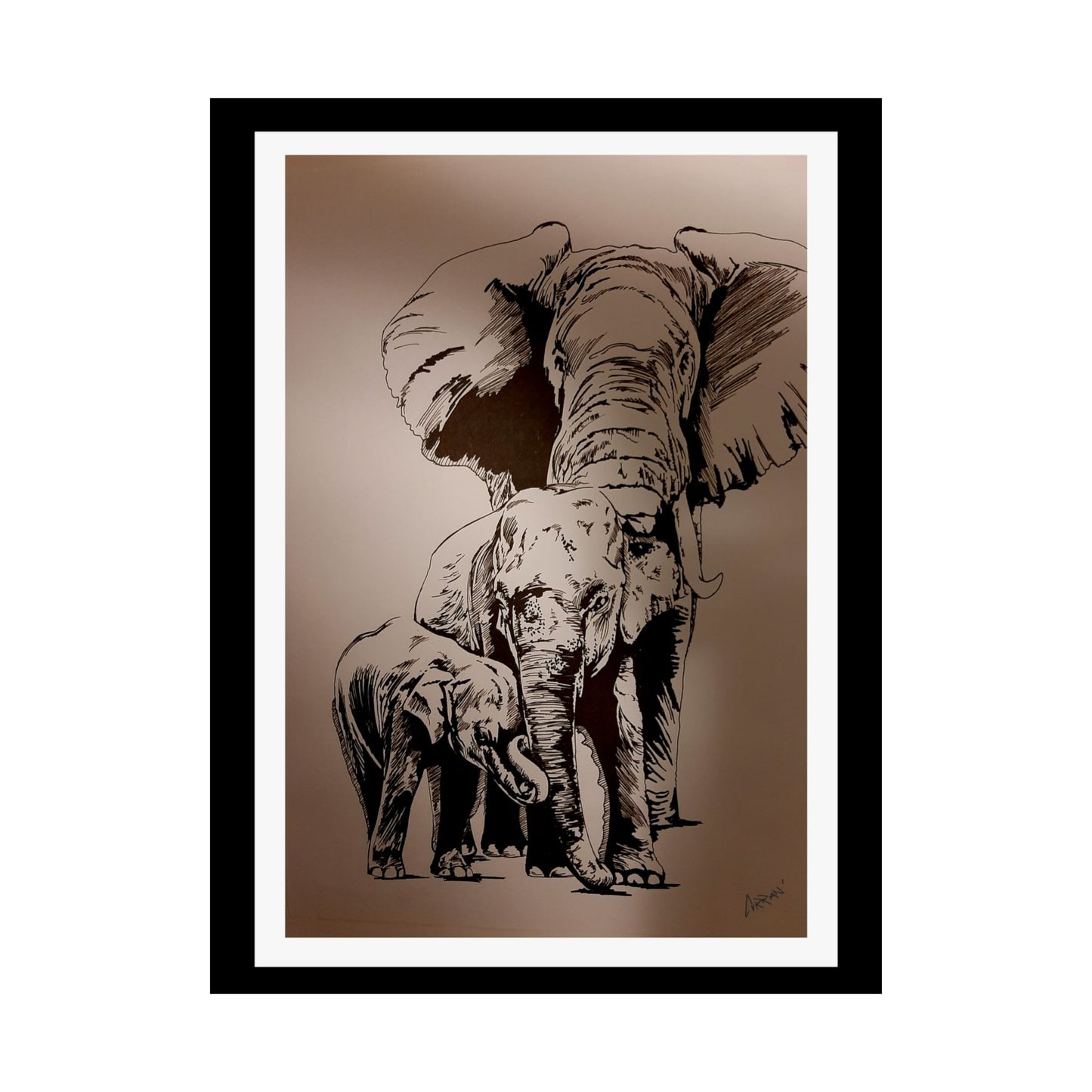 Elegant Elephant Family Satin Poster - 300gsm Art Print