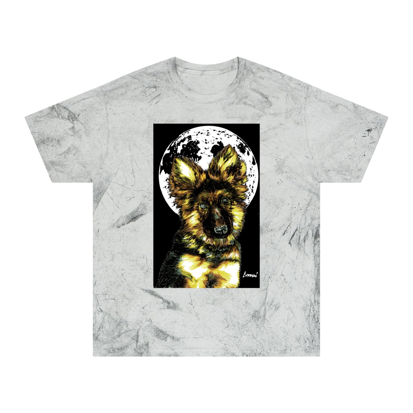 Unisex Color Blast T Shirt with Moonlit German Shepherd