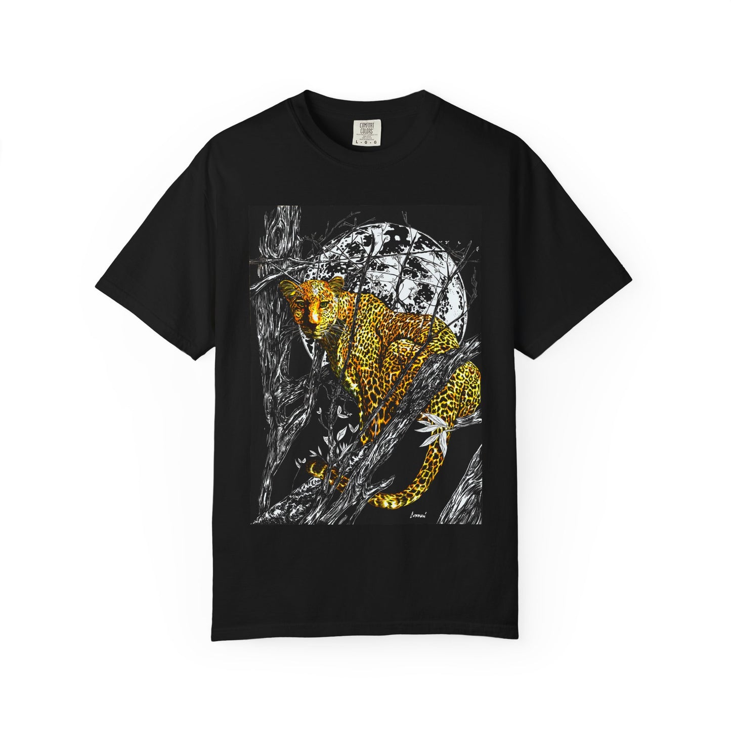 Moonlit Leopard Unisex Garment-Dyed T-Shirt - Wild Animal Art Tee