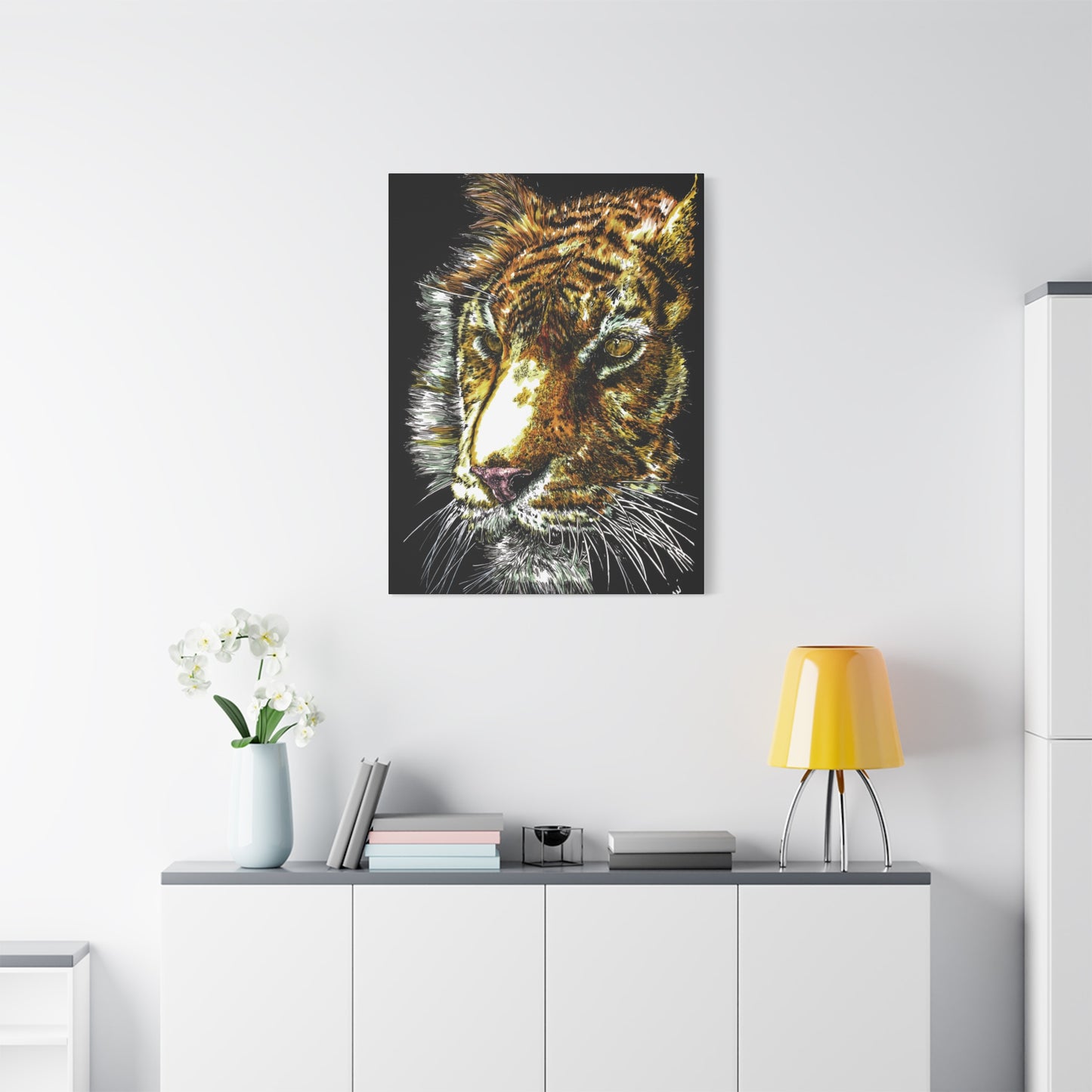 Tiger Wall Art Canvas Print of the Original, hand drawn wall art of a Tiger