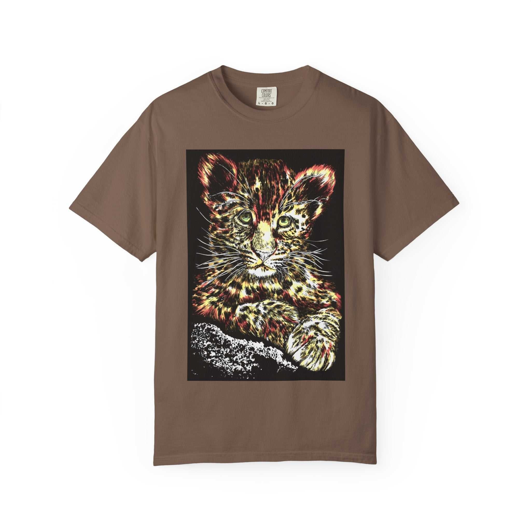 Turn heads with our wildlife Unisex Garment-Dyed T-shirt featuring Playful Leopard Cub. Perfect blend of style and comfort. Shop now!