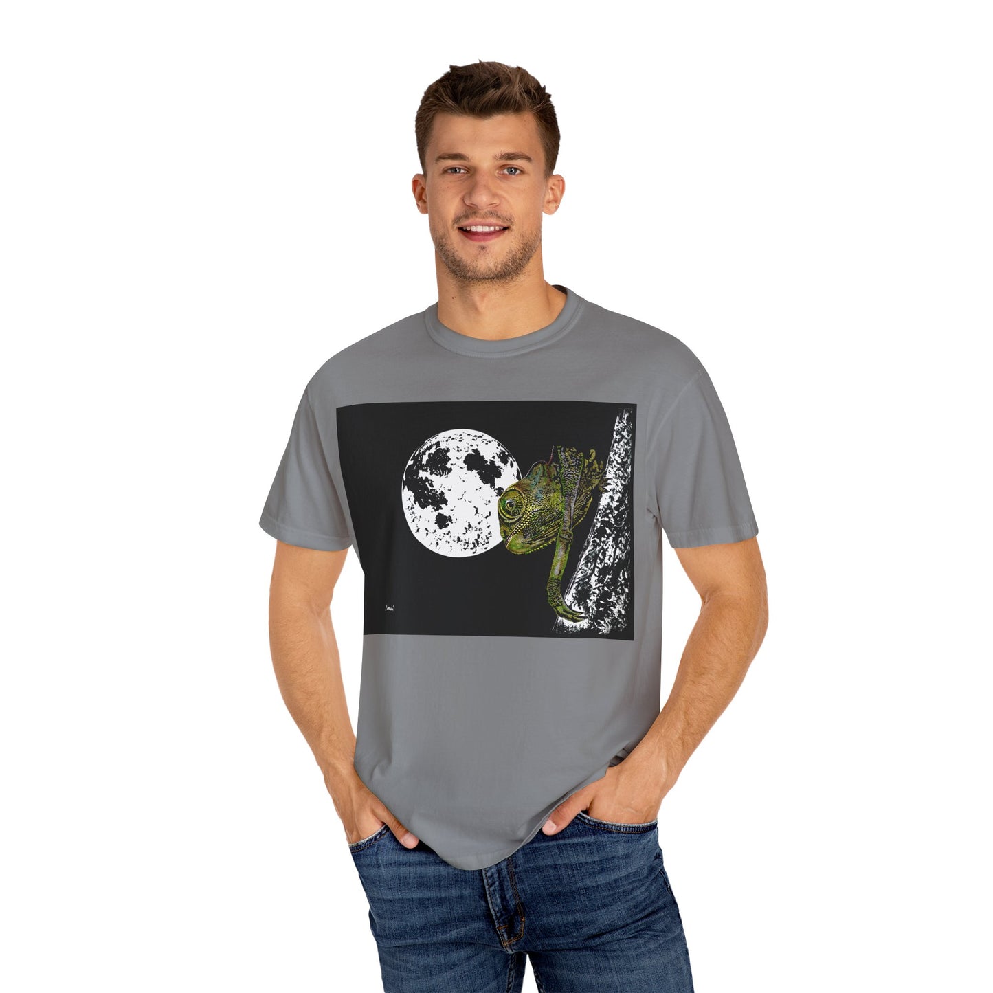 Moonlit Chameleon Unisex T-Shirt - Nature-Inspired Art Tee for Wildlife Lovers