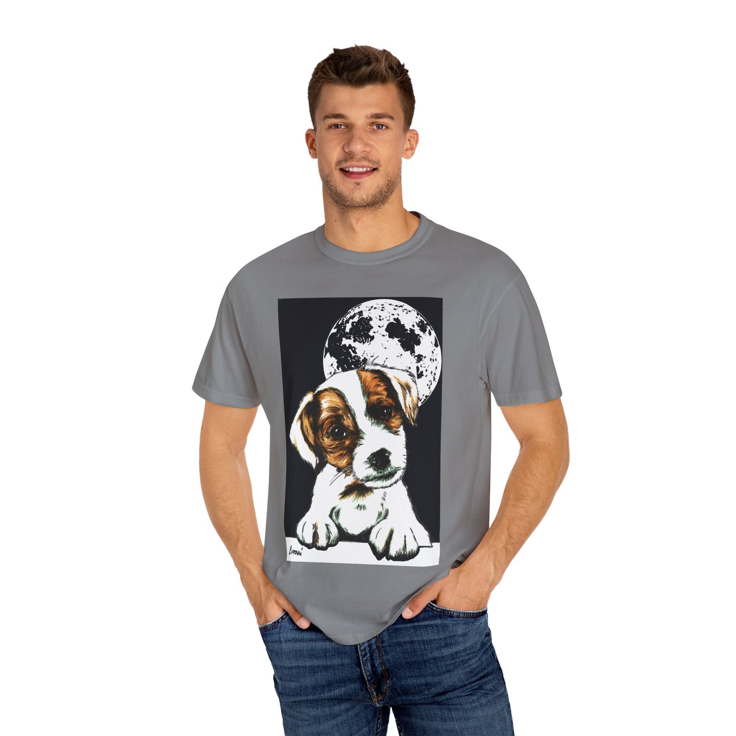 Moonlit Beagle Puppy Unisex Garment-Dyed T-shirt – Perfect for Animal Lovers