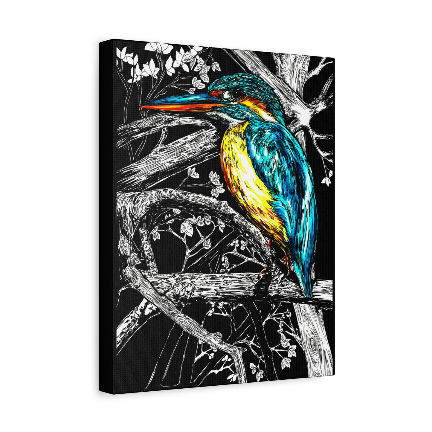Kingfisher Bird Wall Art Print of the Original, hand drawn