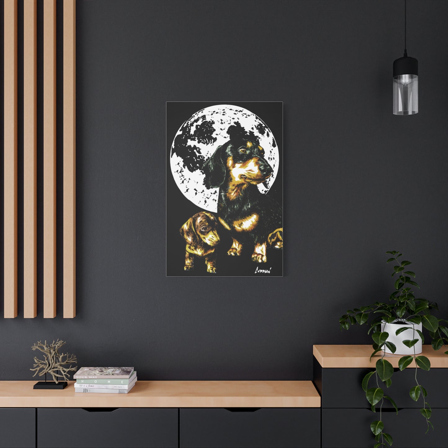 Dachshund Canvas Print of the Original, hand drawn wall art