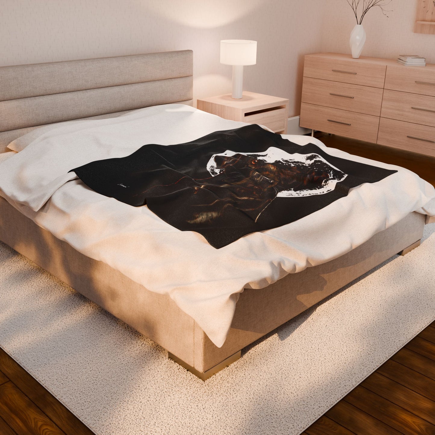 Chocolate Lab Dog Moon Velveteen Plush Blanket