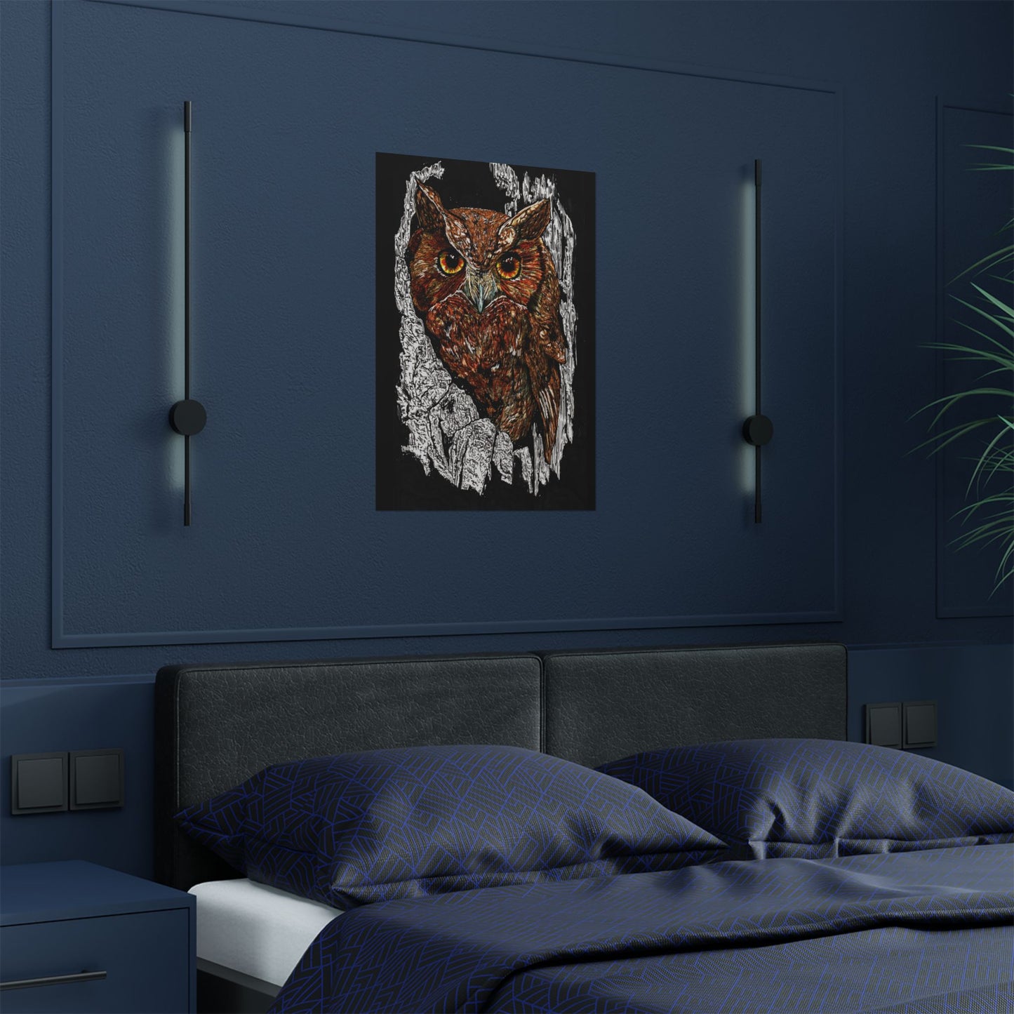 Majestic Owl Satin Poster | Home Décor Art Print | Nature Lover Gift