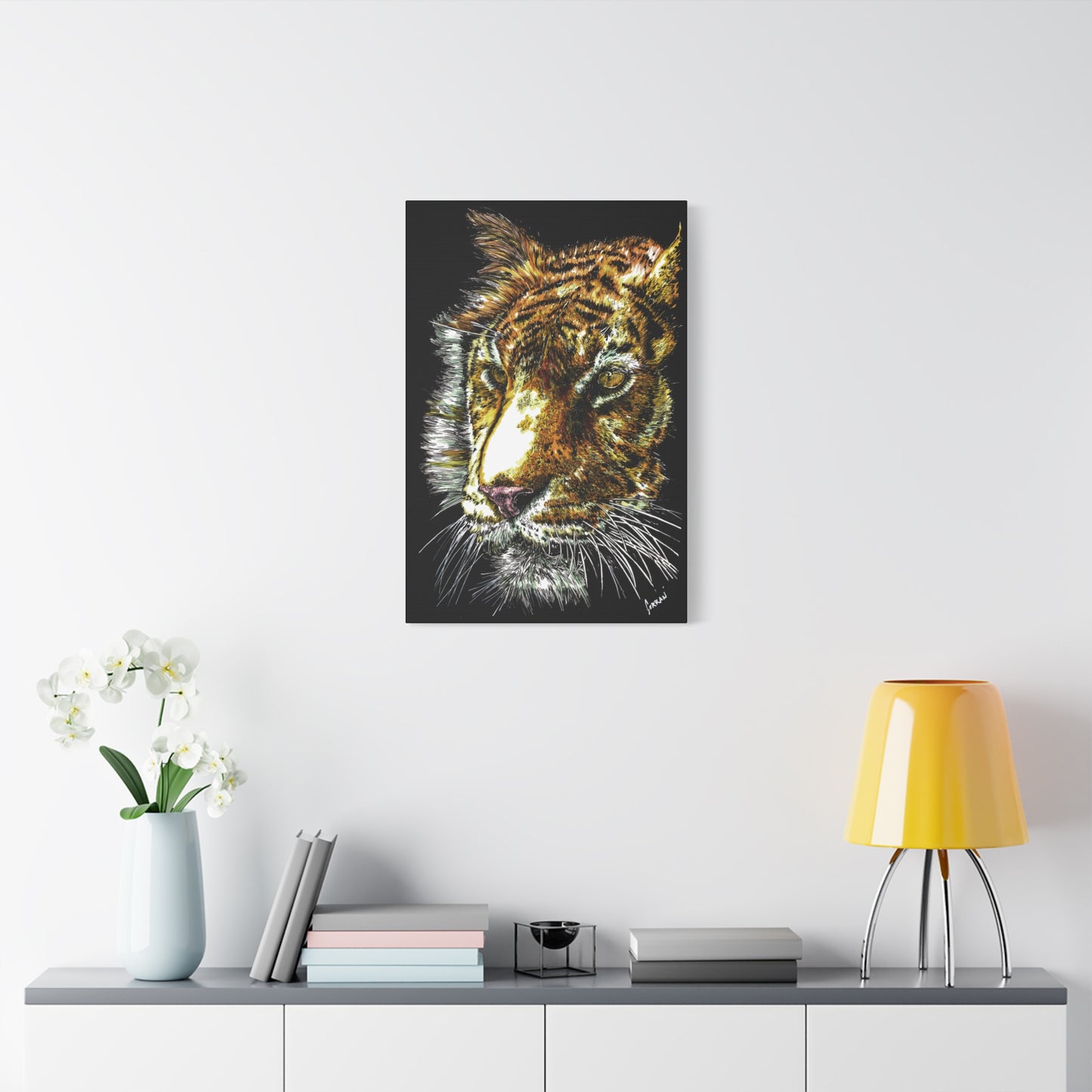 Tiger Wall Art Canvas Print of the Original, hand drawn wall art of a Tiger
