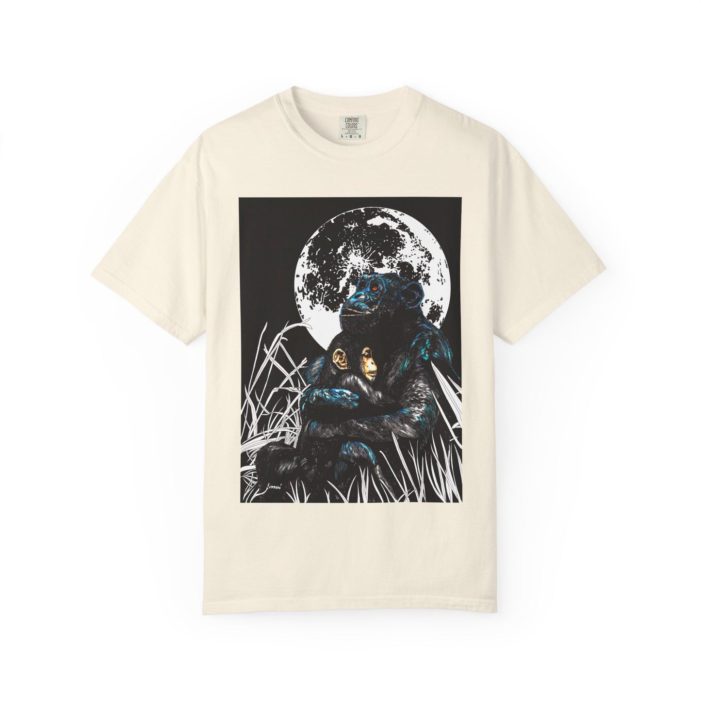 Moonlit Gorilla and Child Unisex Garment-Dyed T-Shirt